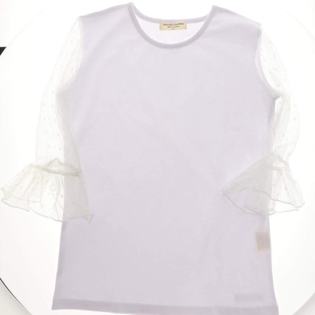 Dainty Lace Mid Sleeve Single Ruffle Shirt
