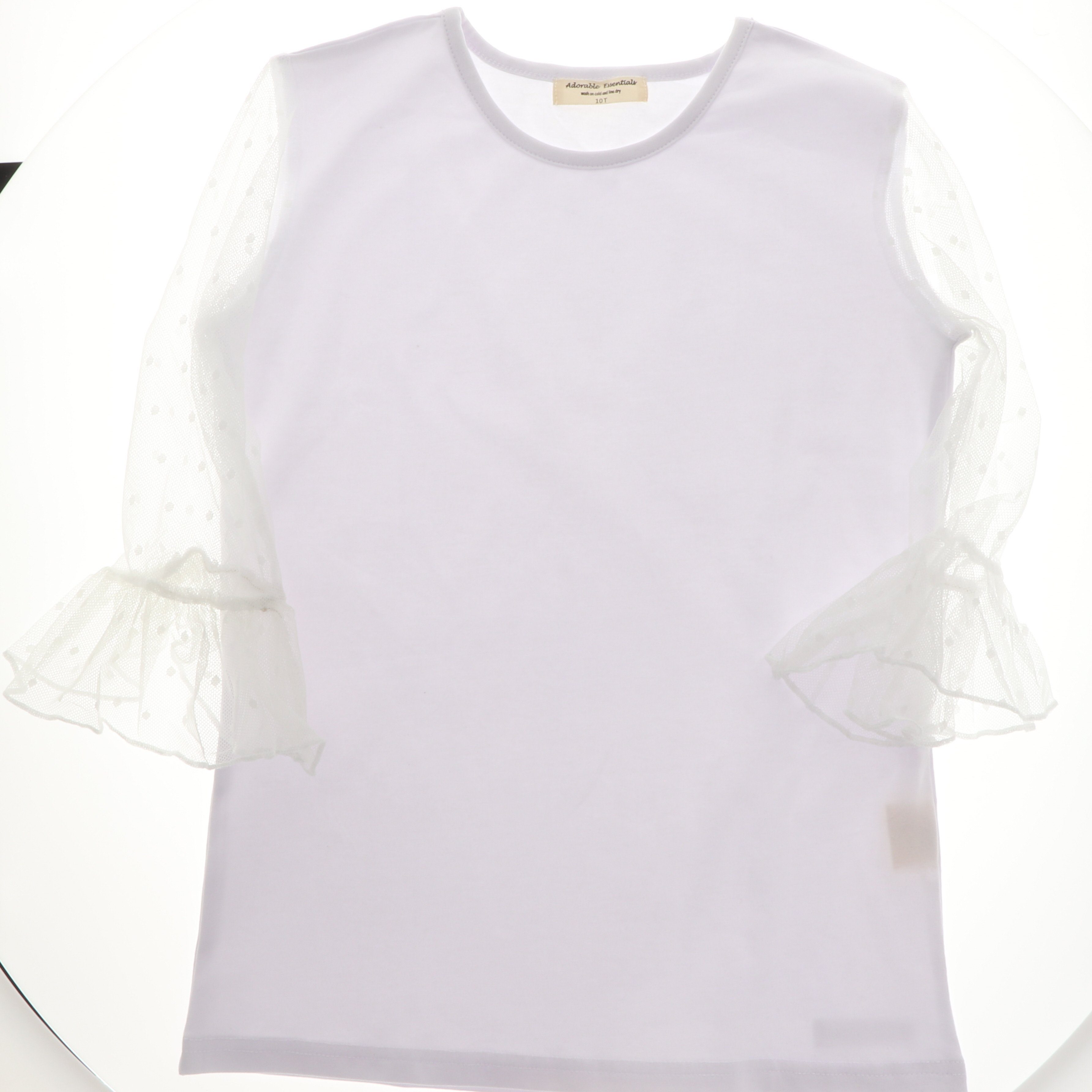 Dainty Lace Mid Sleeve Single Ruffle Shirt