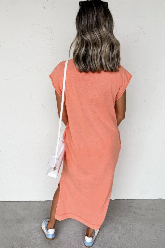 Eloise Mineral Wash Pocketed T-shirt Long Dress