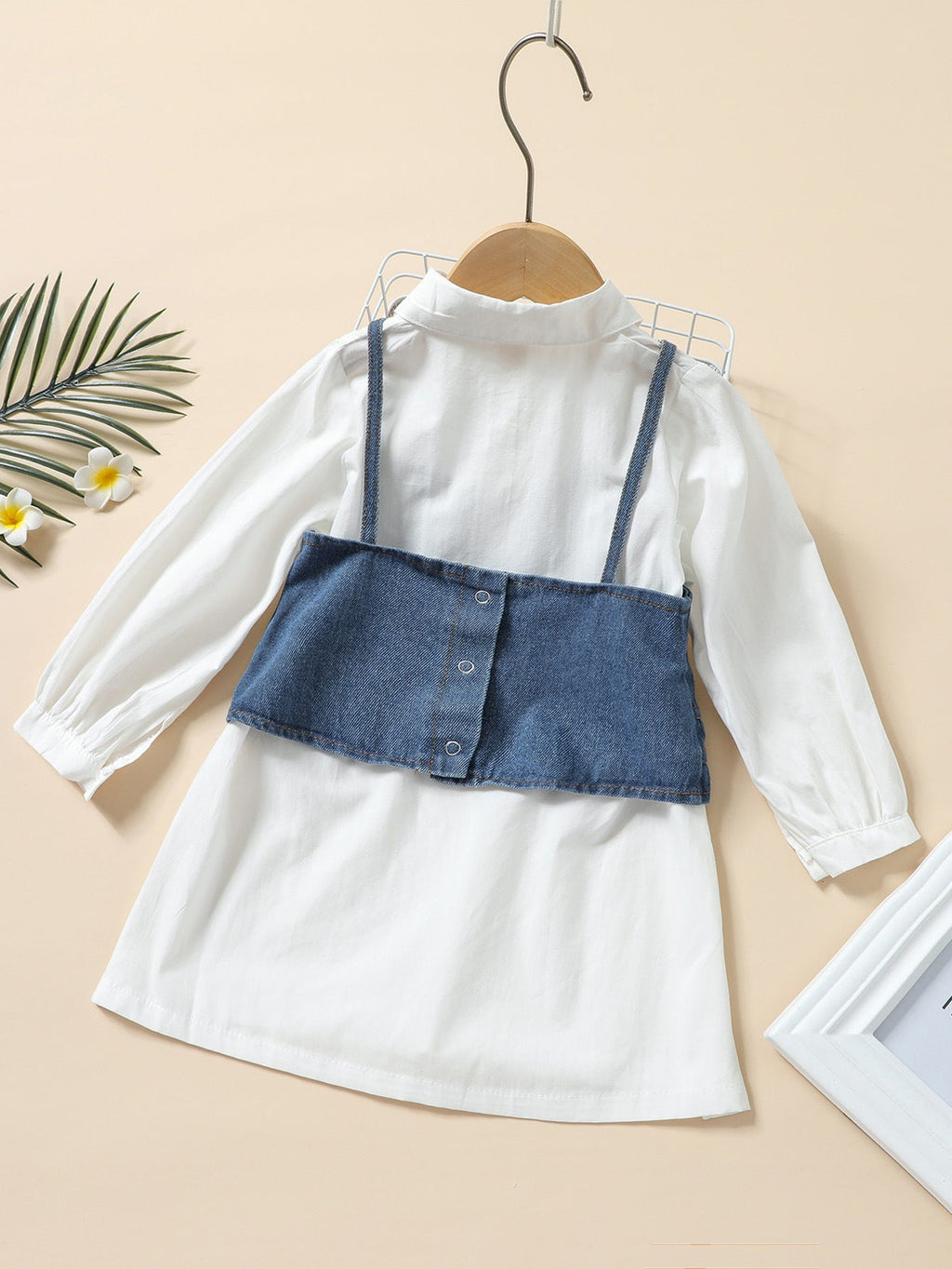 Solid Color Woven Button Long-sleeved Shirt Dress