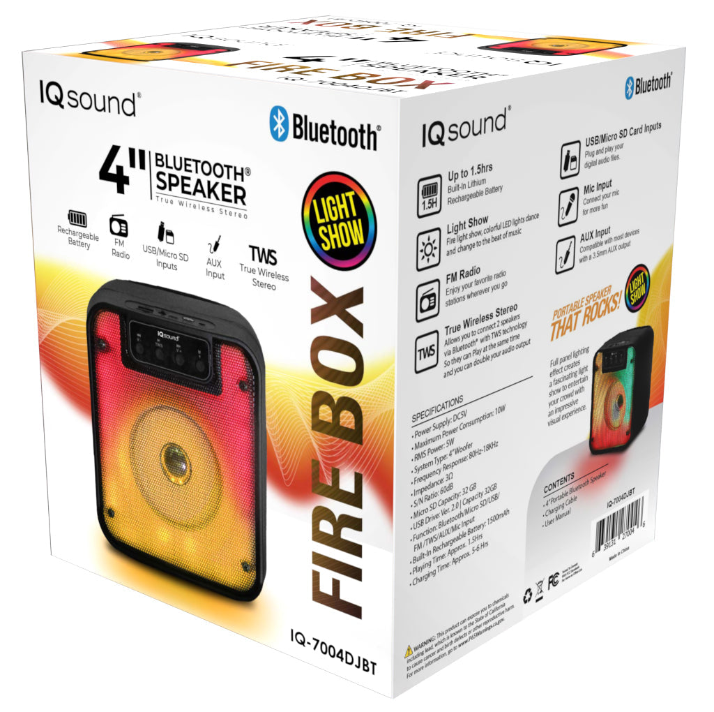 Supersonic 4" Bluetooth Speaker FIRE BOX with TWS and LED Fire Light Show