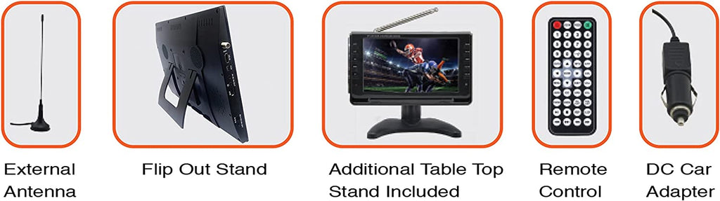 Naxa Portable 14.1" 12 Volt ACDC TV and Digital Multimedia Player with Built-in Rechargeable Lithium Battery & DC Car Cord