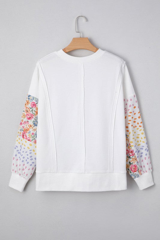 Raelynn Floral Patchwork Casual Sweatshirt