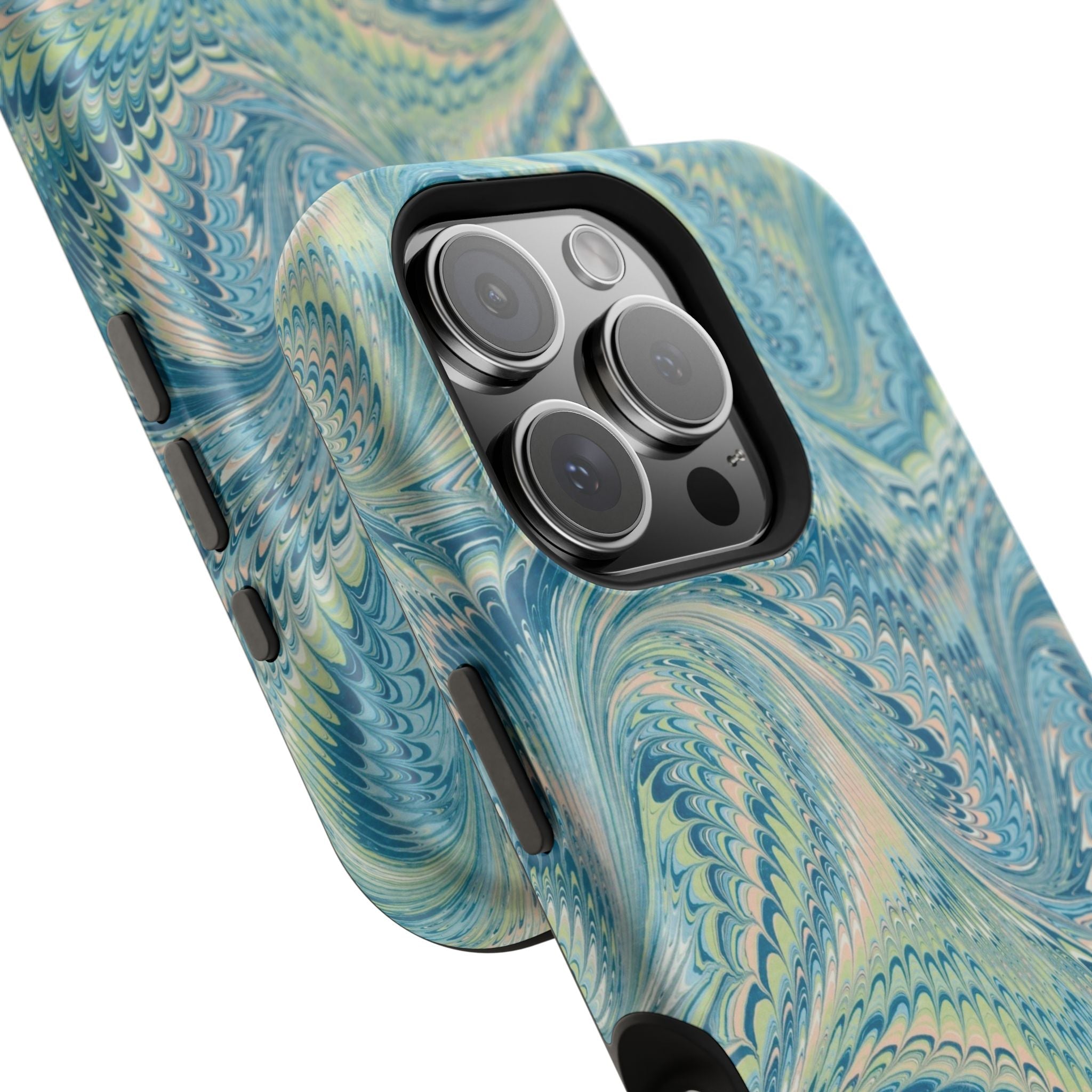 Aqua + Green Marble Phone Case - Impact-Resistant MAG SAFE - Dual Cover Design