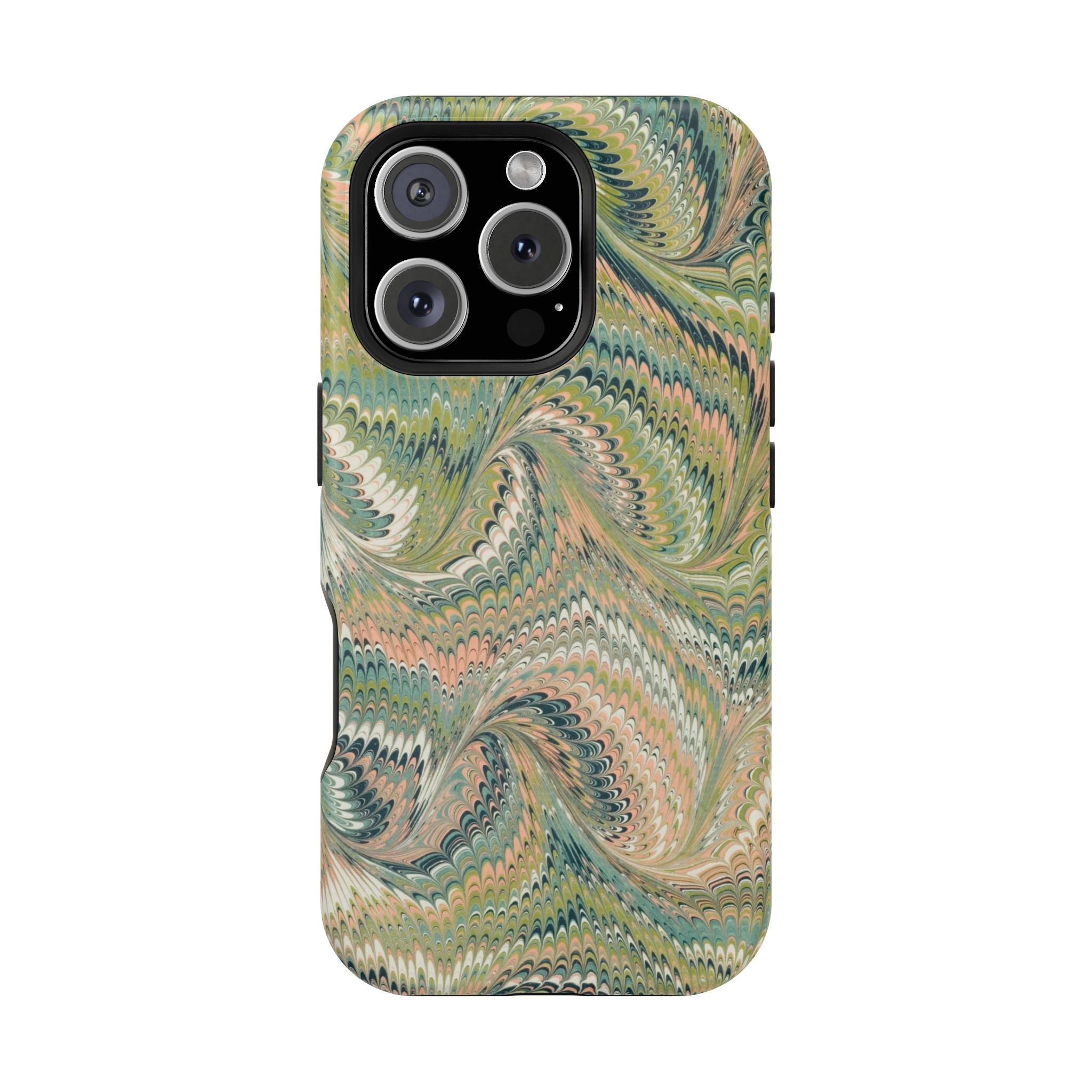 Green Pastel Italian Marble Design Magnetic MAG SAFE High Impact iPhone Cases