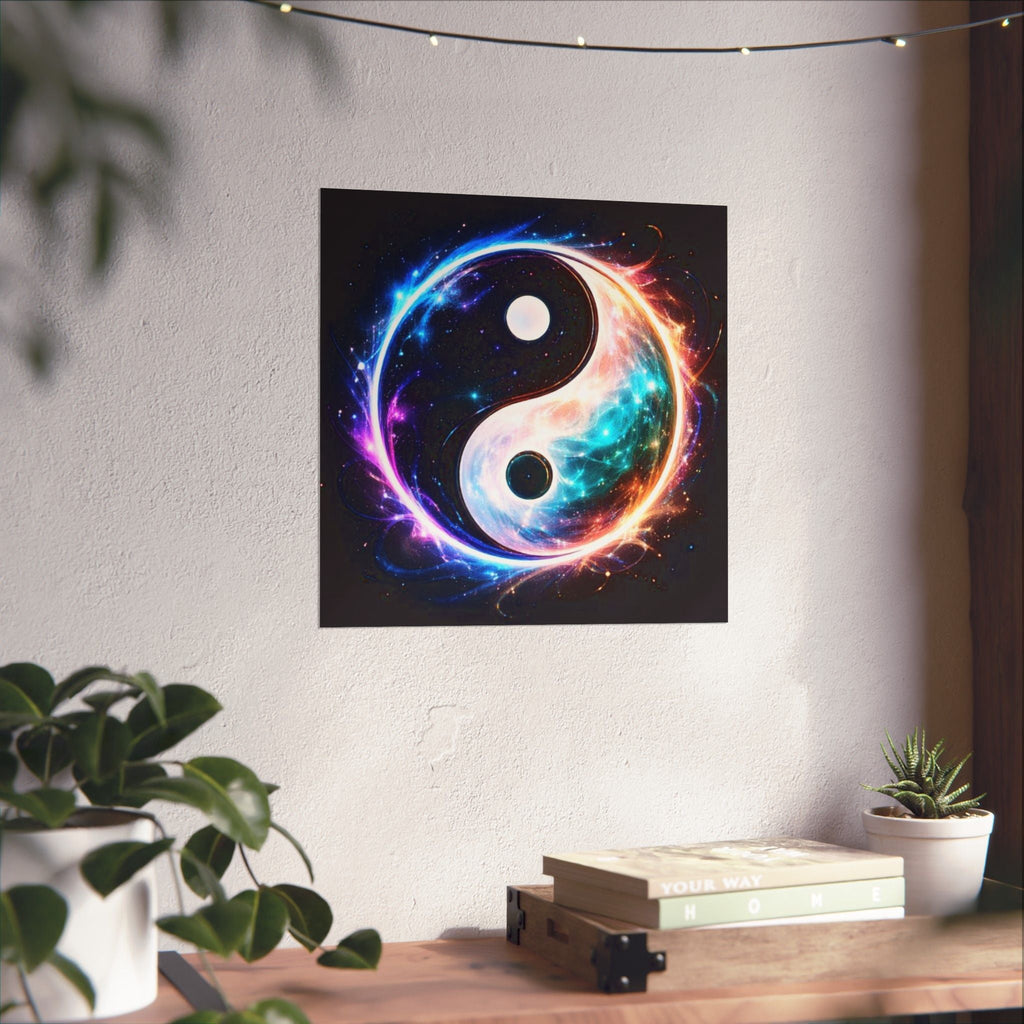 Yin Yang Cosmic Poster — Matte Spiritual Wall Art