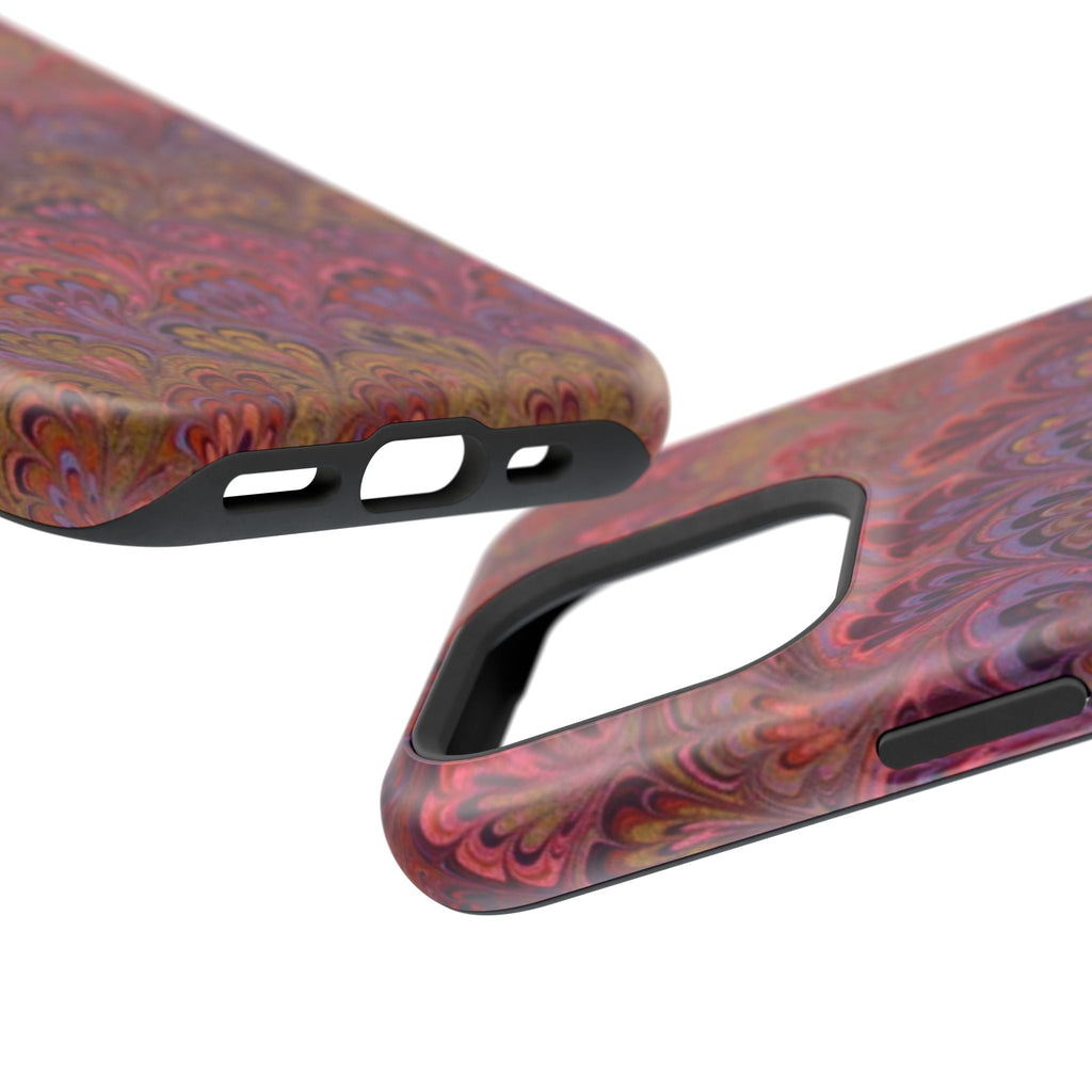 Red, Burgundy, Lavender Italian Peacock Feather Design Phone Case