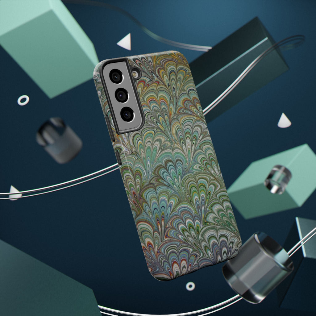 iPhone17 + All Models Phone Cases, Italian Peacock Feather Design, Stylish Impact-Resistant Shell, Protective Cover, Green Peacock Print