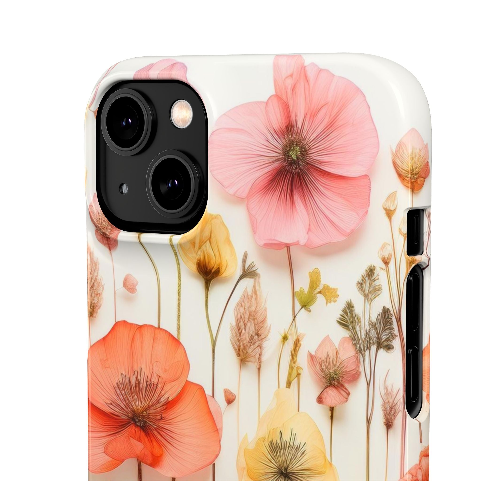 Pink Floral Pressed Flowers - Slim Case