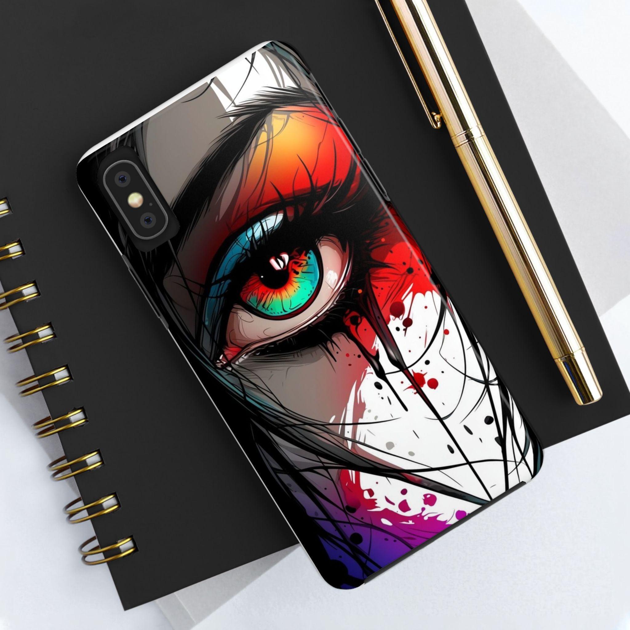 Girl Colorful Eye Painted Printed Tough Phone Case for iPhone & Samsung Galaxy - Artistic & Vibrant Design