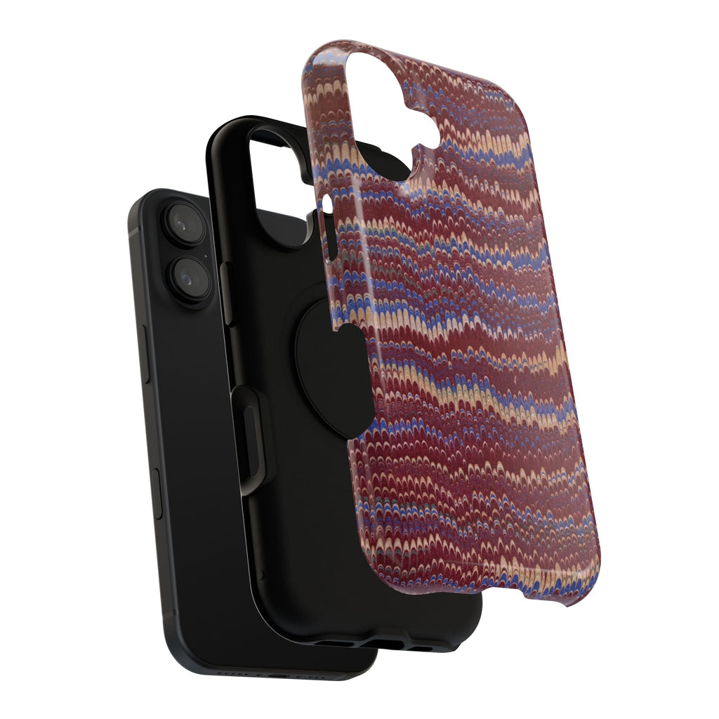 Burgundy and Blue Hues Italian Vintage Marble Design Phone Case for Apple + Samsung