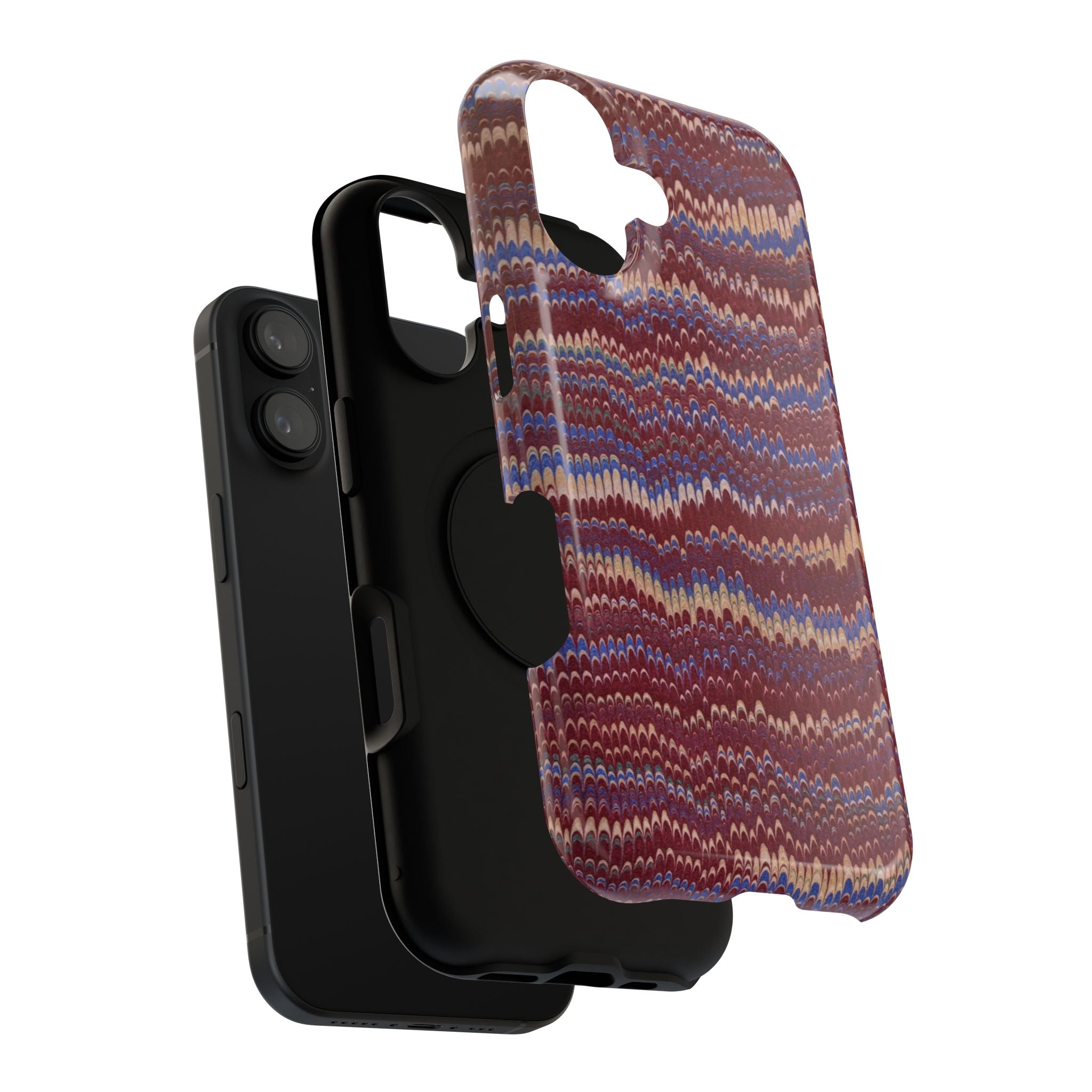 Burgundy and Blue Hues Italian Vintage Marble Design Phone Case for Apple + Samsung