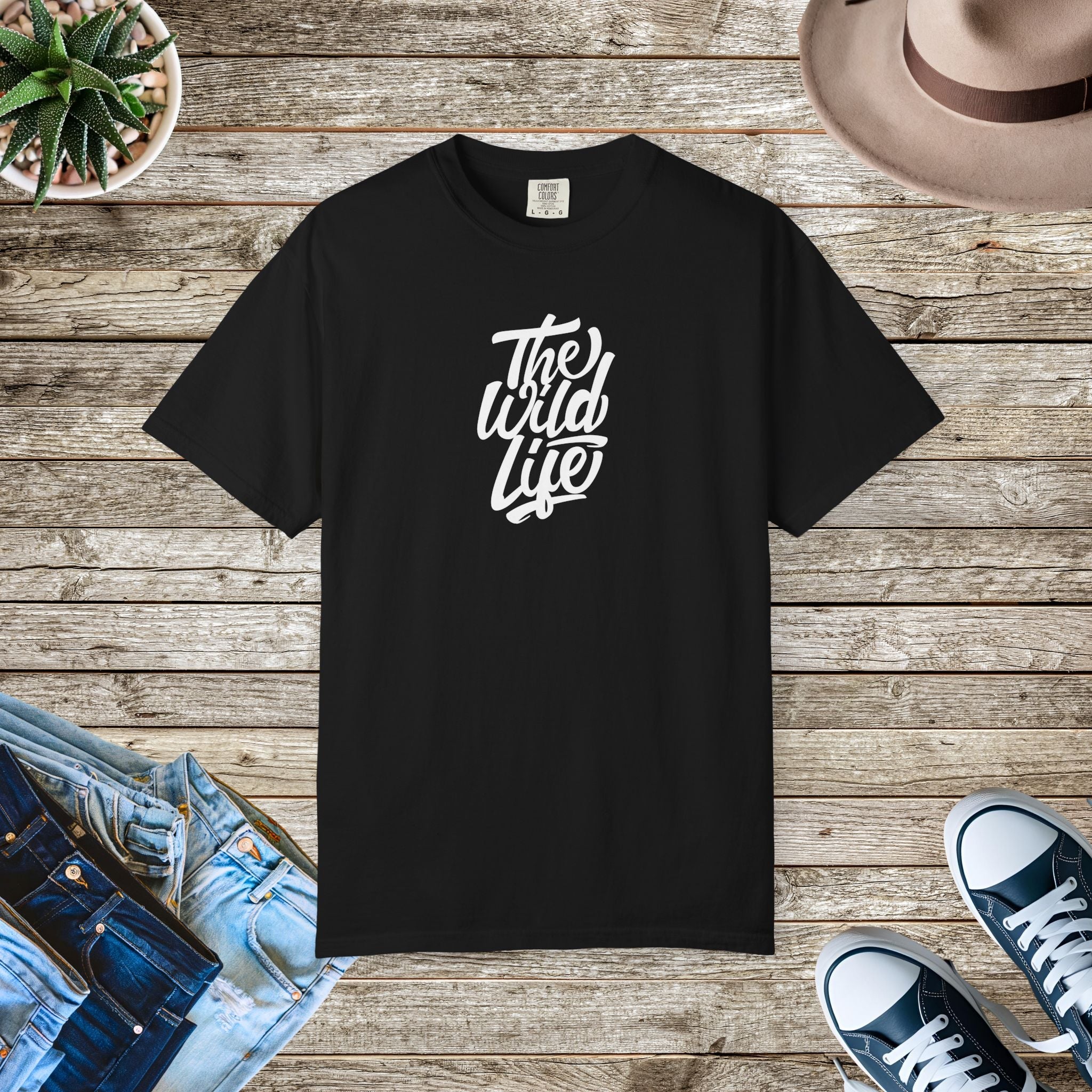 Wild Life Typography Tee - Garment Dyed Comfort Cotton - DipaliZ