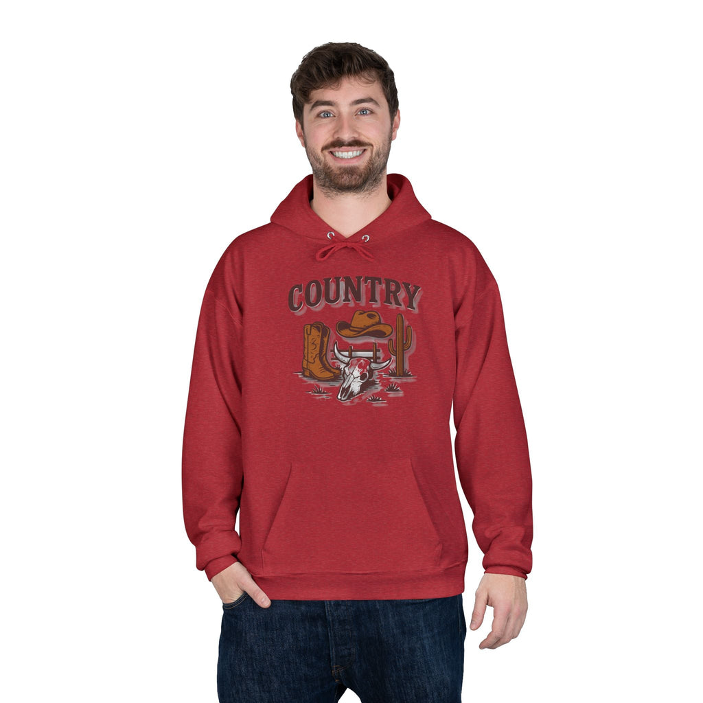 Country Western Hoodie — Cowboy Boots, Hat & Cactus Pullover