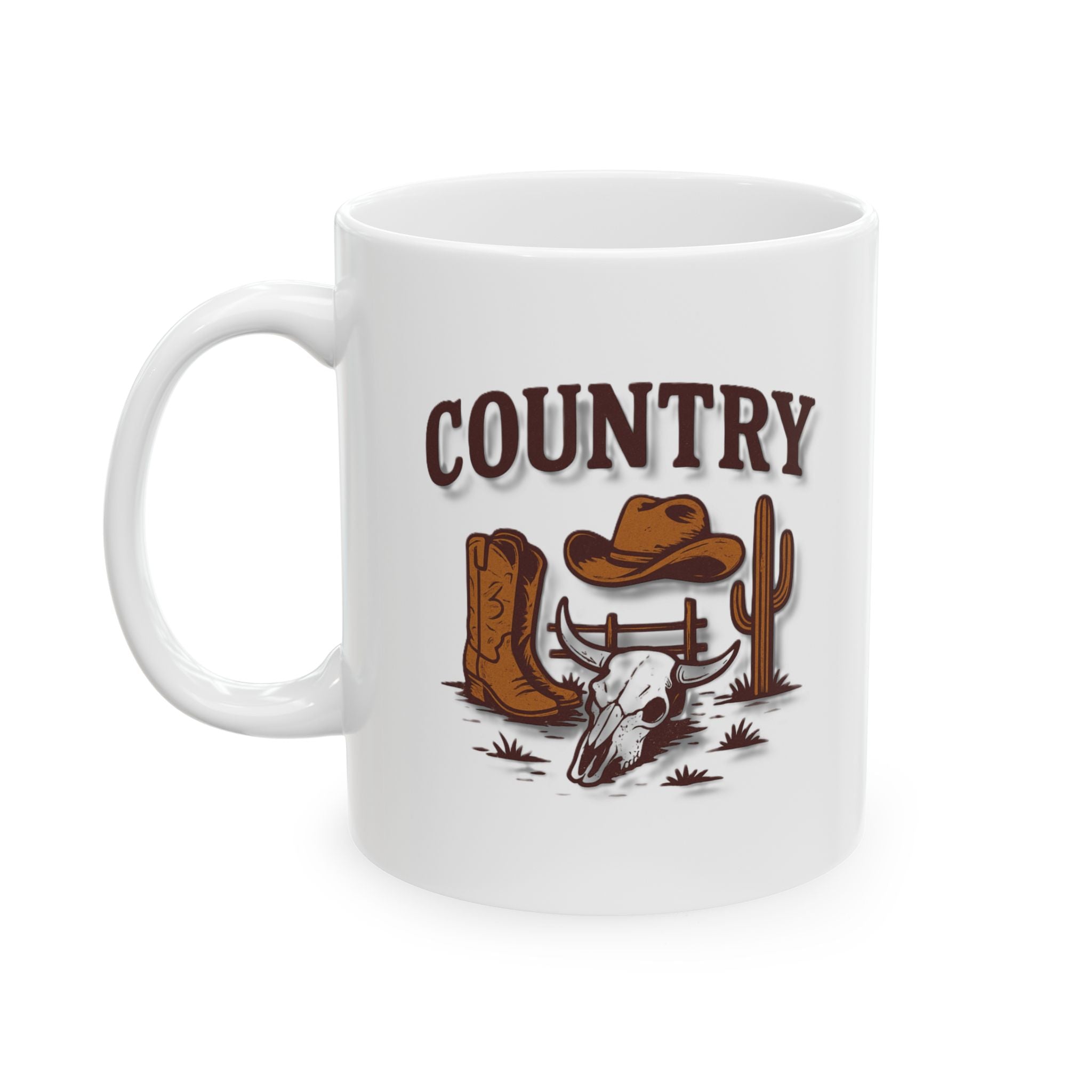 Country Western Ceramic Mug — Personalized "Print your text" Cowboy Coffee Cup (11oz, 15oz)