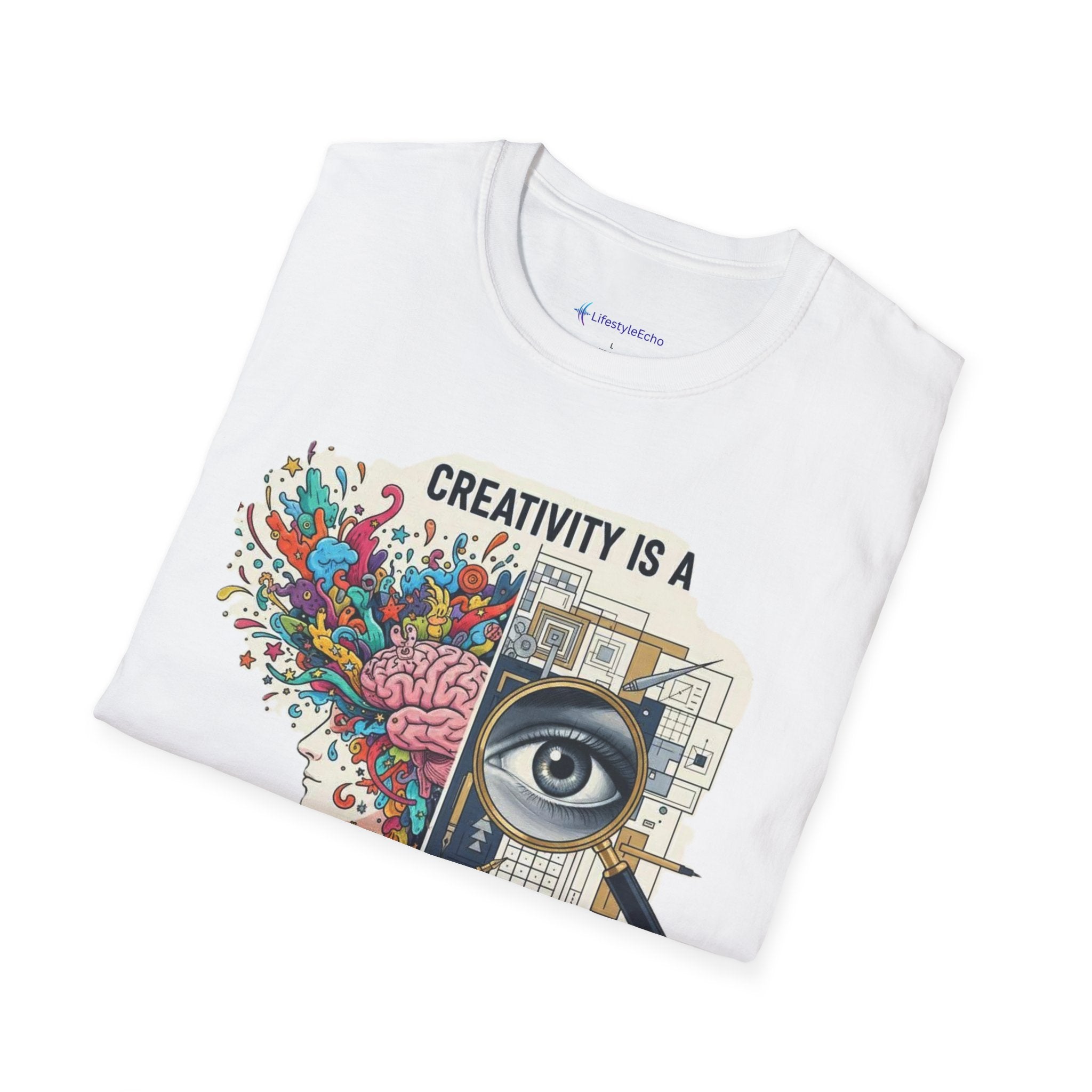 Creativity Is a Wild Mind & a Disciplined Eye T-Shirt — Artistic Brain & Magnifying Glass Design