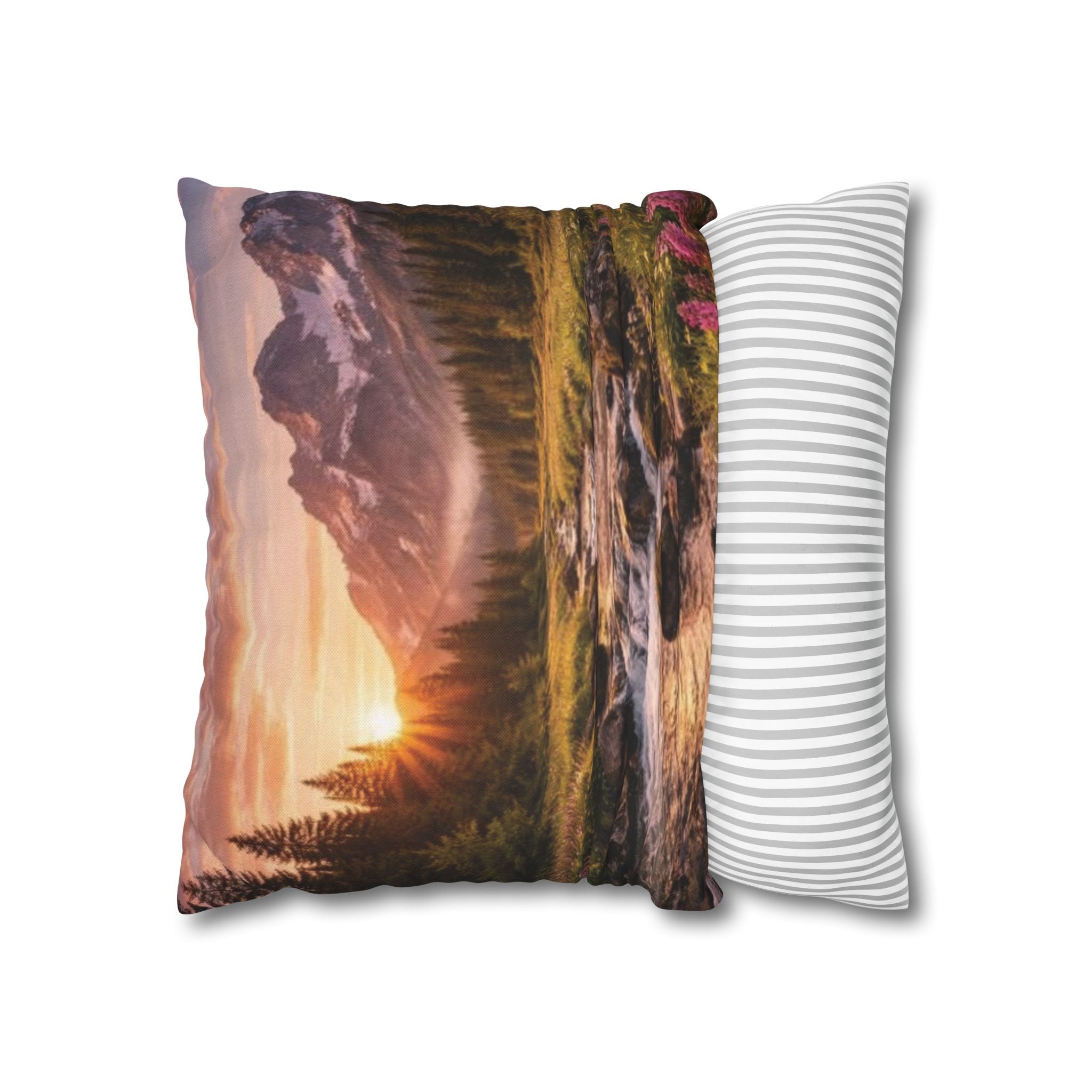 Mountain Sunrise Scenic Throw Pillow — Nature Landscape Pillowcase