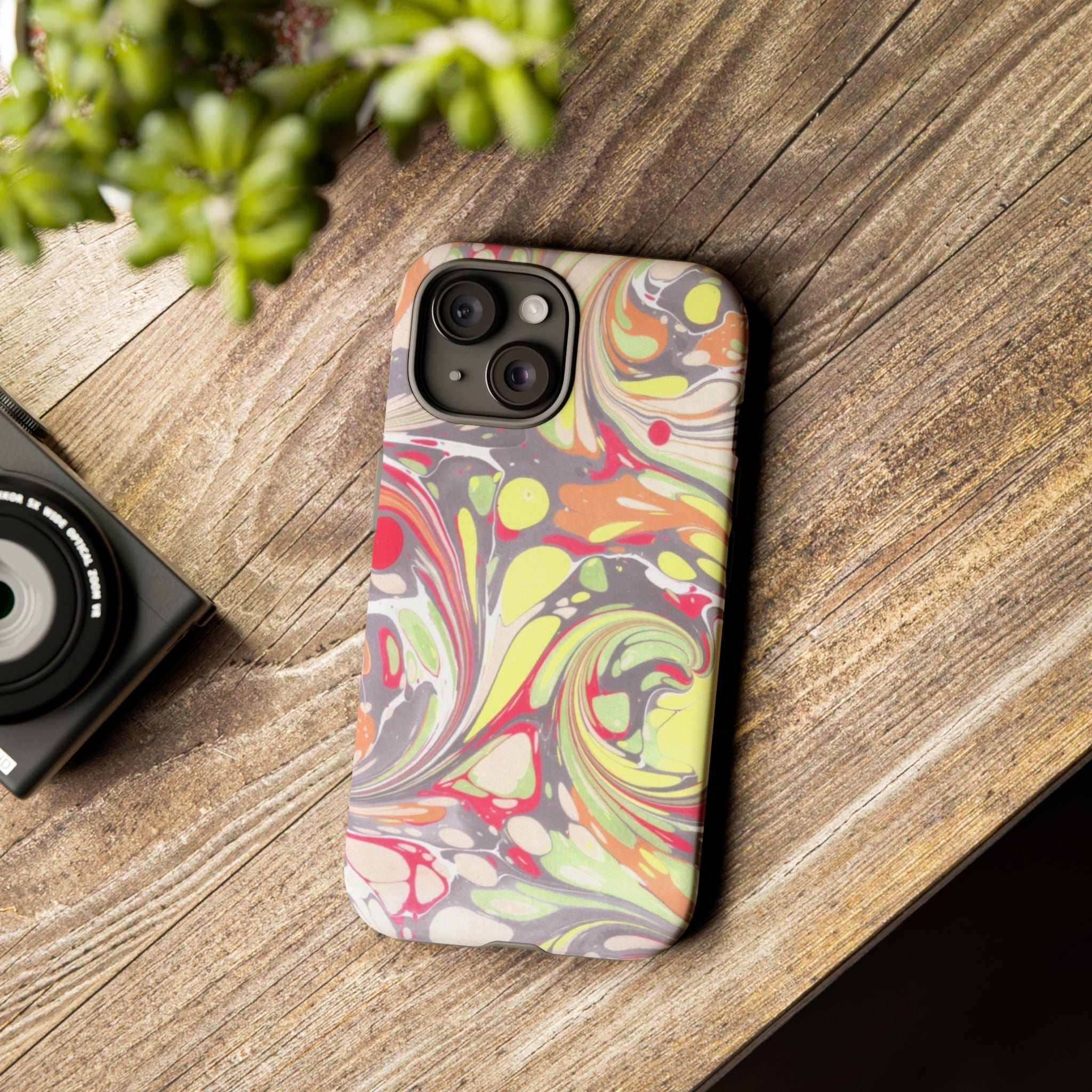 Yellow and Pink Swirl Marbled Italian Phone Case - Dual Layer - Matte or Glossy