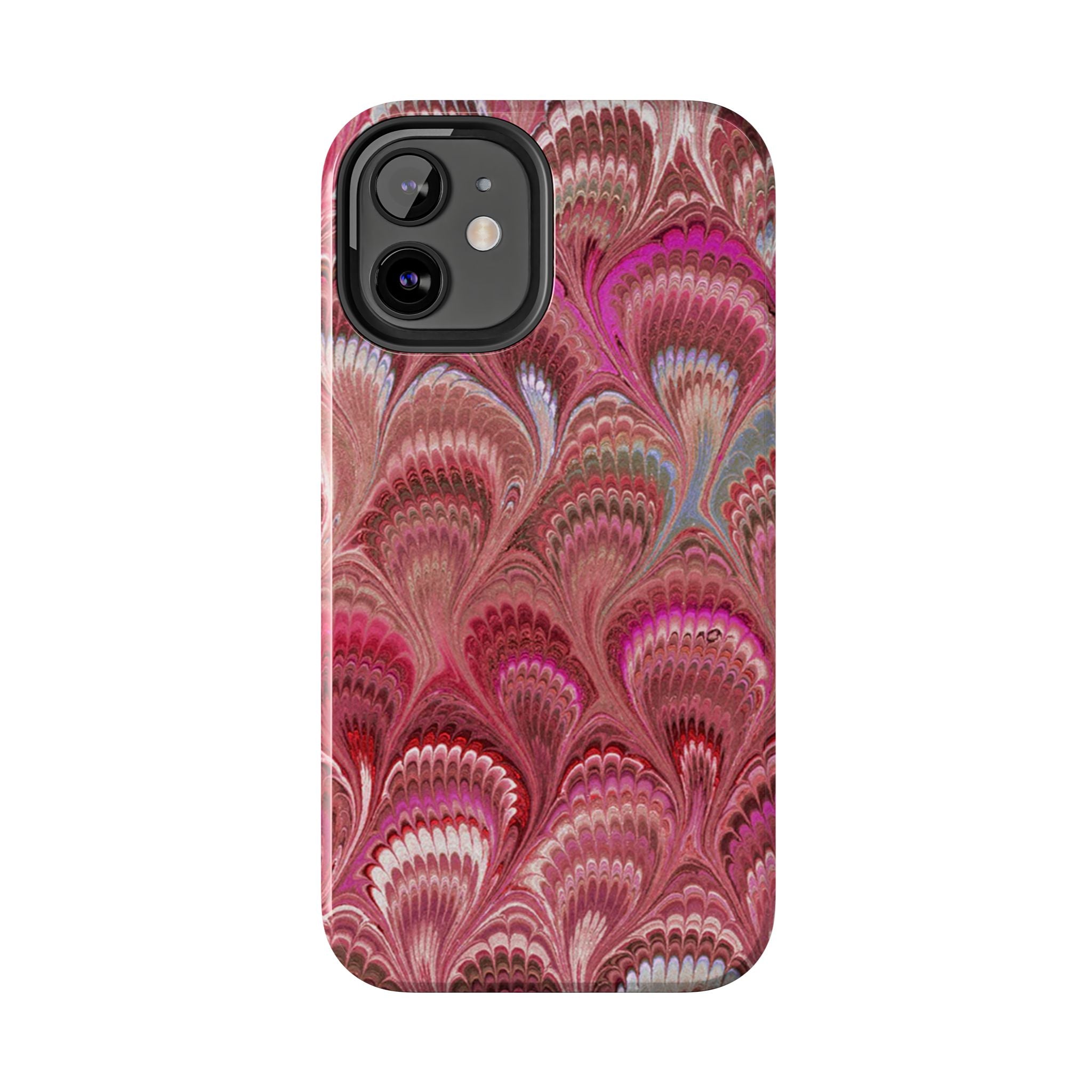 Pink Peacock Marble Italian Tough Phone Case — Durable Marbled Phone Case