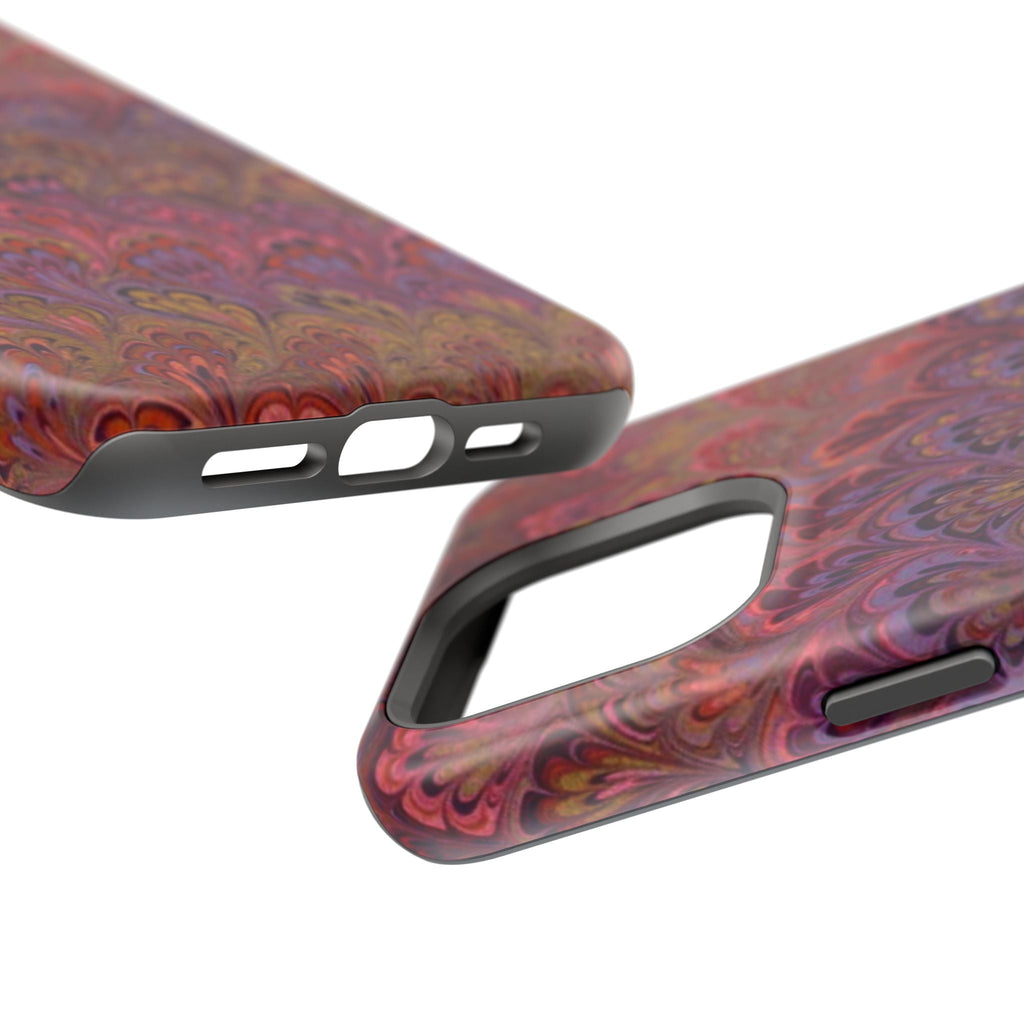 Red, Burgundy, Lavender Italian Peacock Feather Design Phone Case