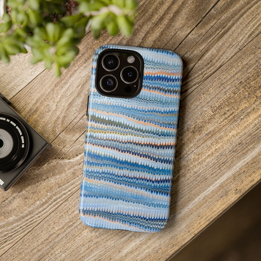 Blue Marbled Phone Cases iPhone 16 + Samsung + Apple + Google - all models, Vintage Marbled Design - Tough Cases