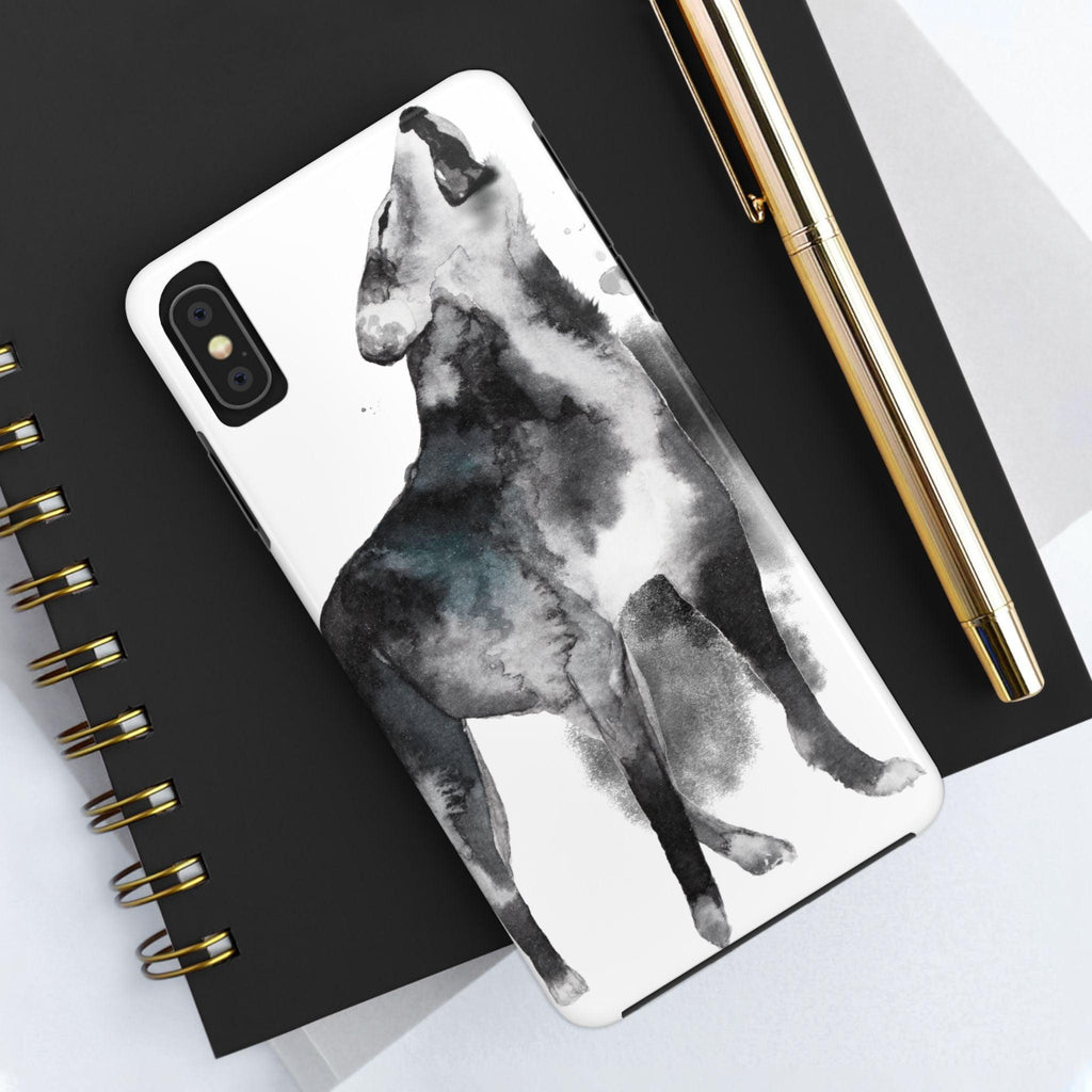 Black and White Dog Printed Tough Phone Cases