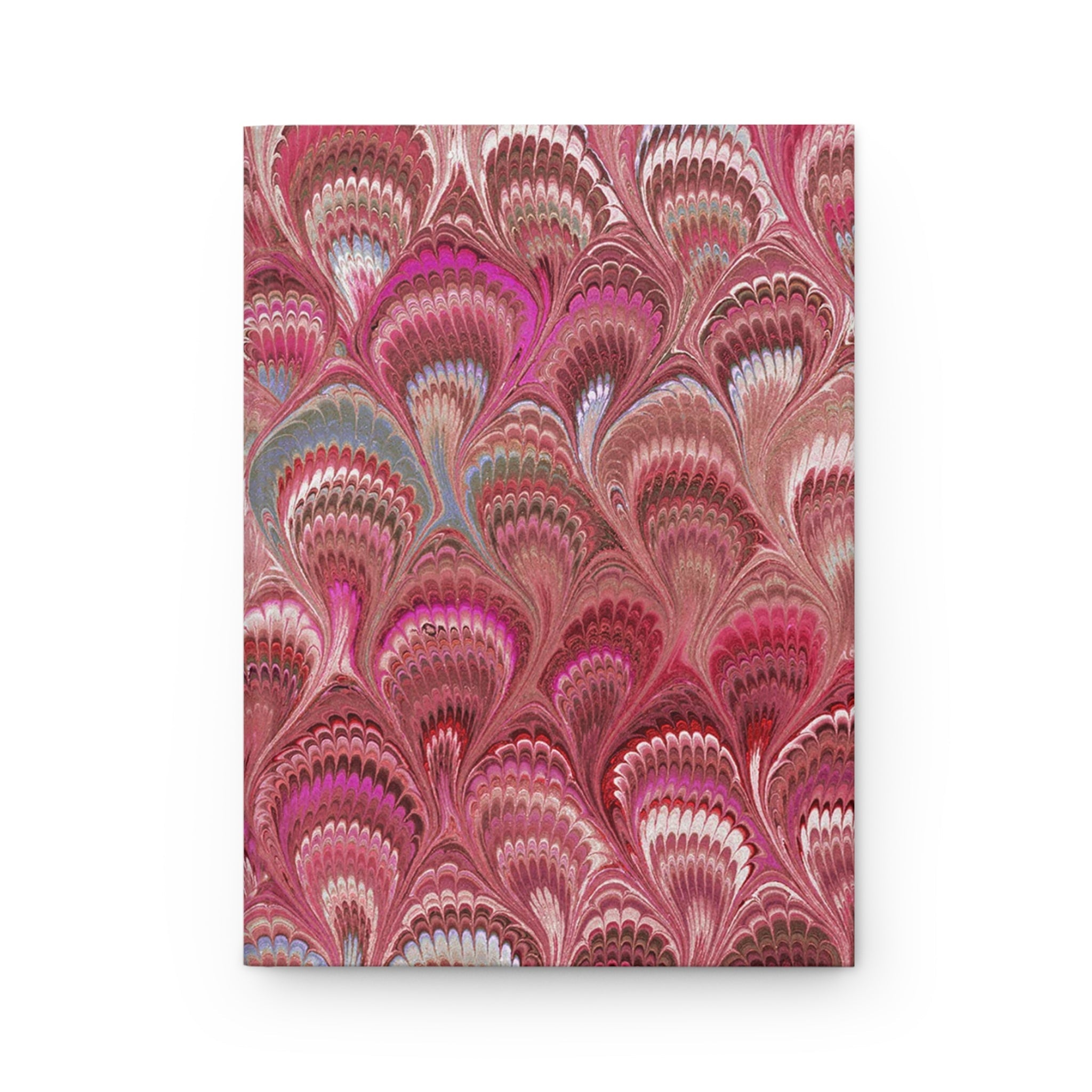 Pink Hand-Painted Italian Feather Marble Design on Hardcover Journal Matte