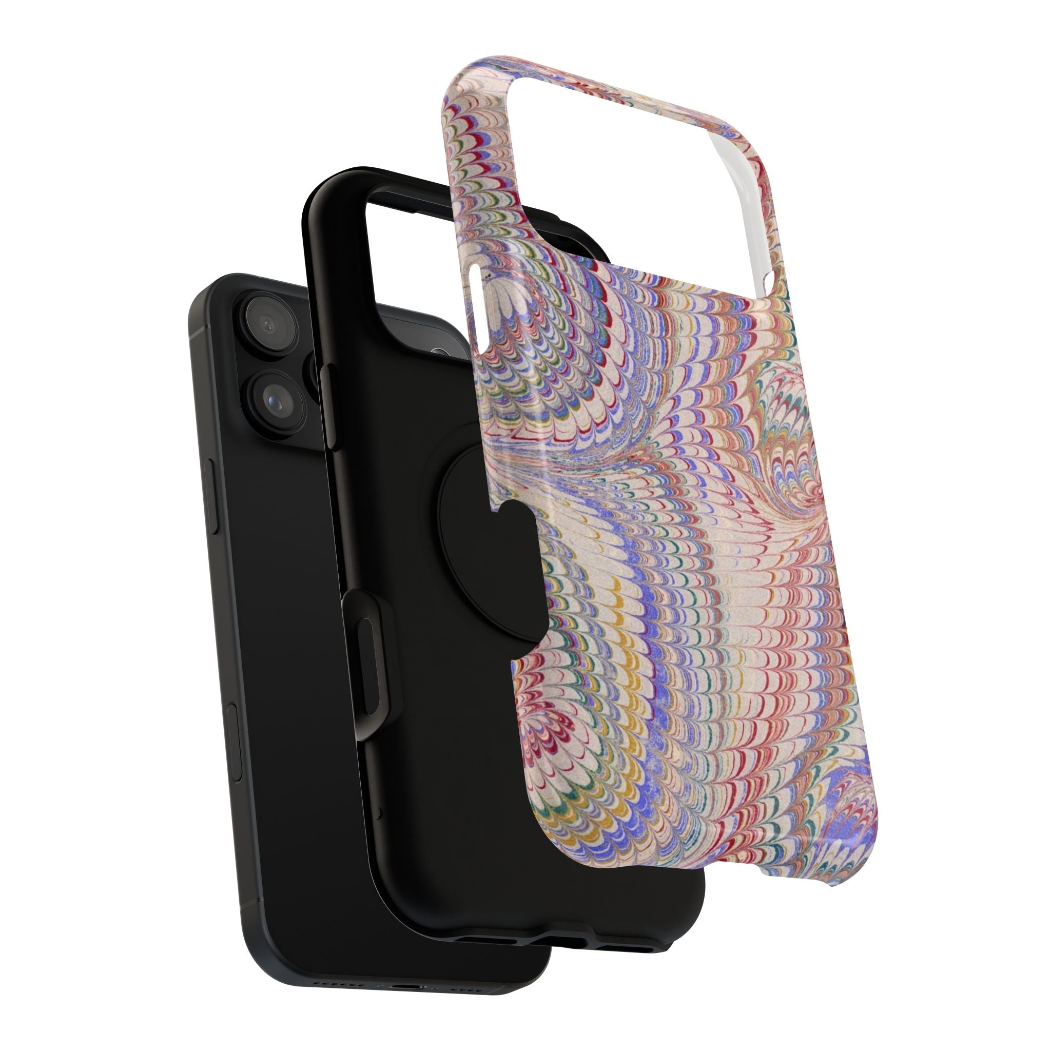 Pink and Lavender Pastel Italian Vintage Feathered Design Dual Layer Durable Phone Case