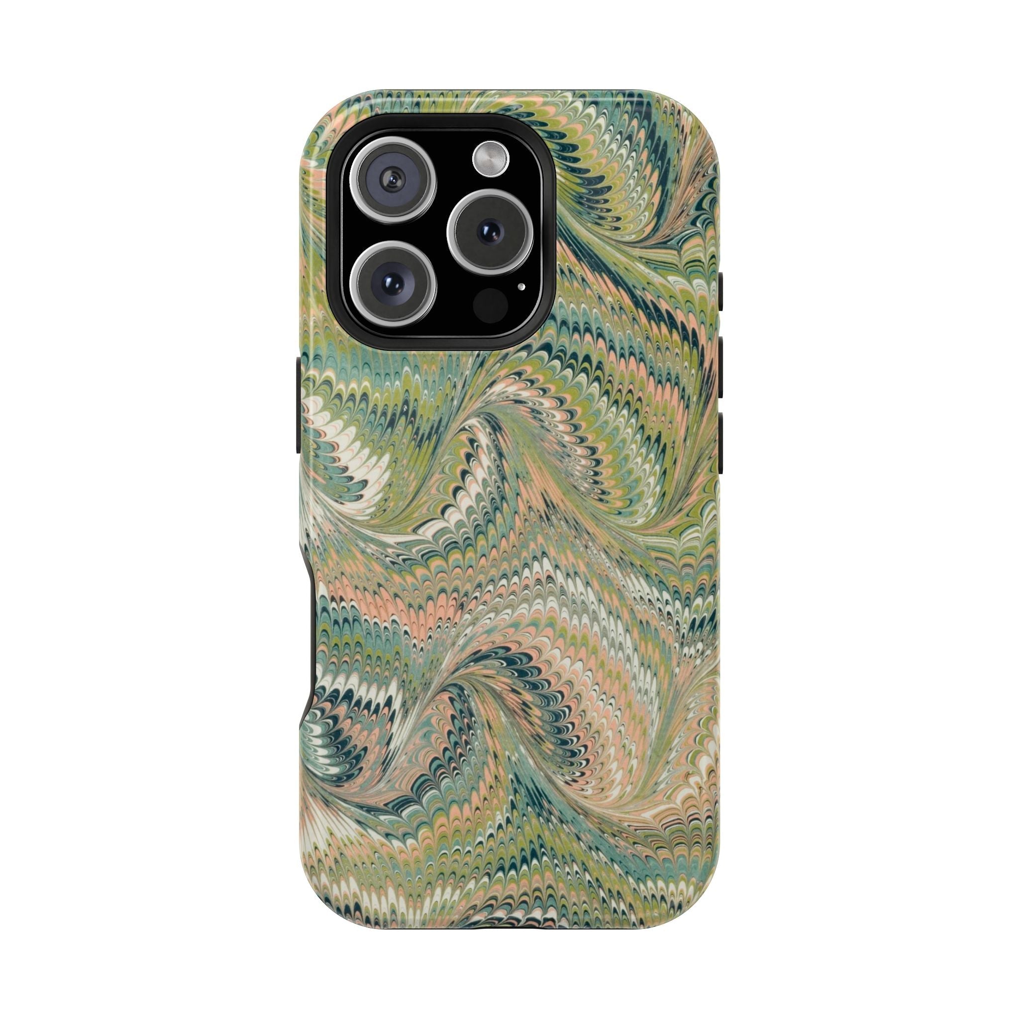 Green Pastel Italian Marble Design Magnetic MAG SAFE High Impact iPhone Cases