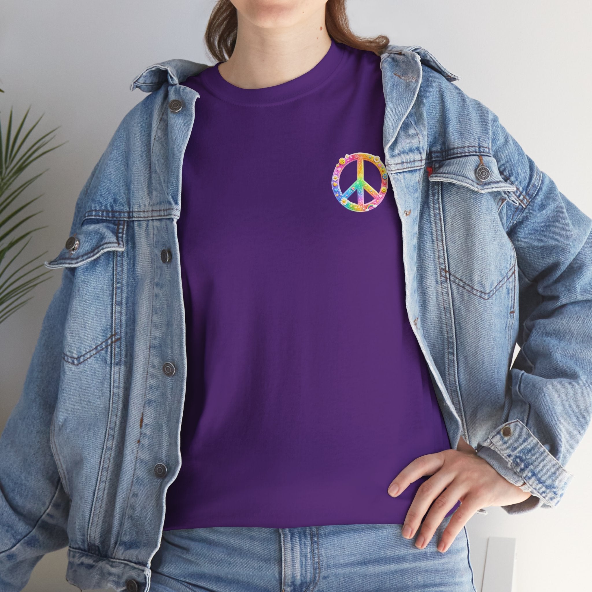 Peace Sign T-Shirt — Rainbow Smiley Hippie Tee