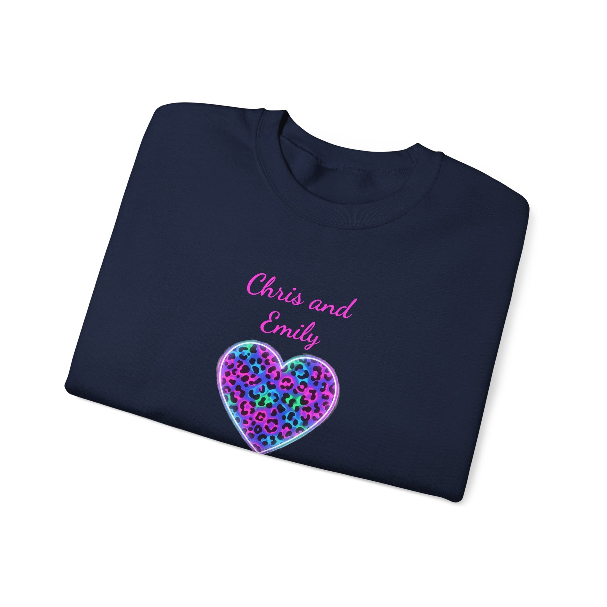 Personalized Heart Crewneck Sweatshirt - Customizable Couple Pullover