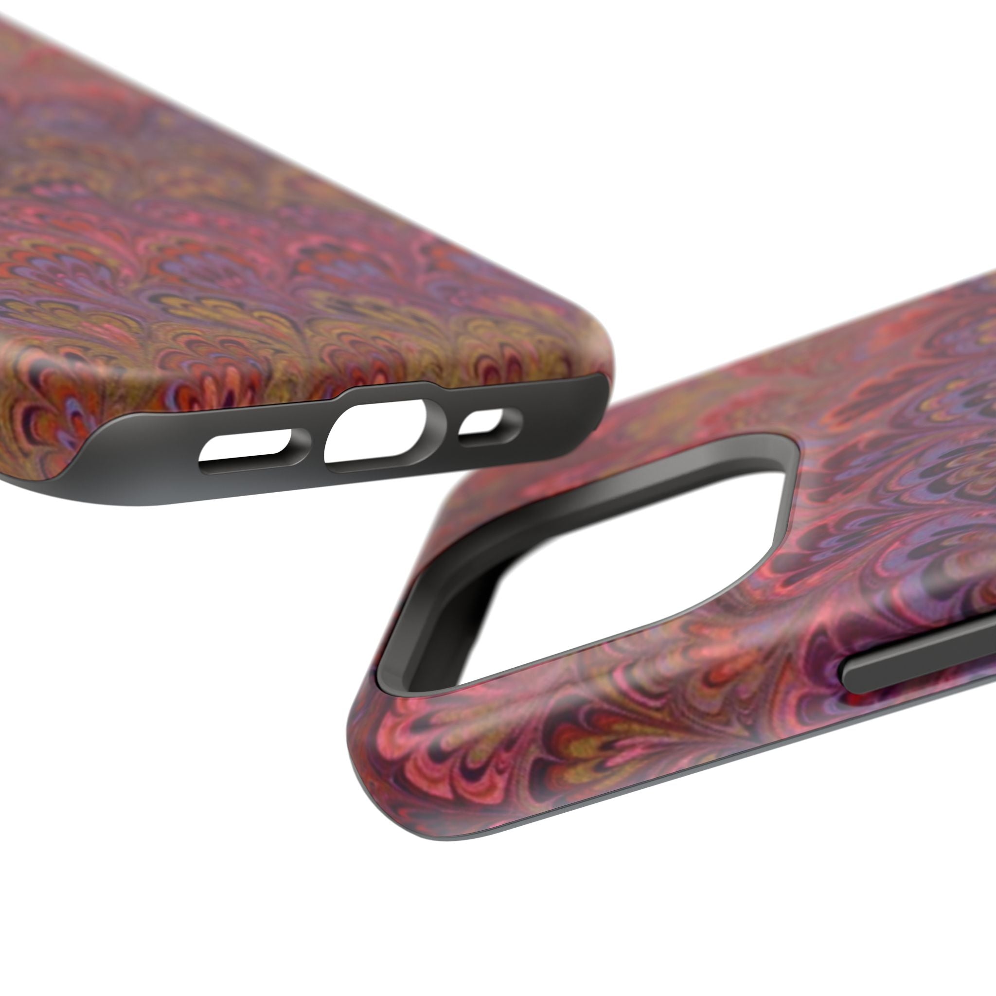 Red, Burgundy, Lavender Italian Peacock Feather Design Phone Case