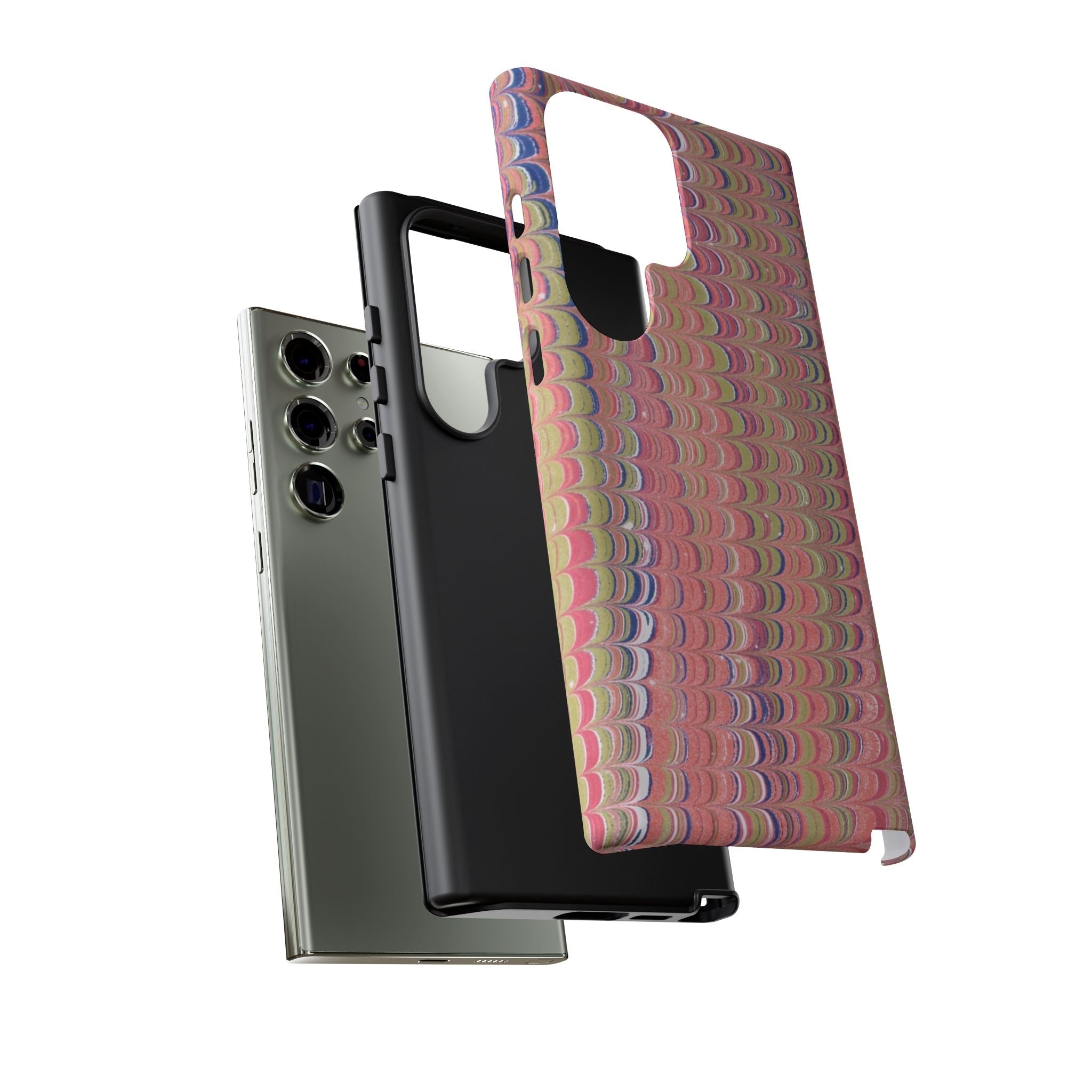Pink Pastels Feather Marbled Vintage Design iPhone 16 + Samsung + Apple + Google - all models