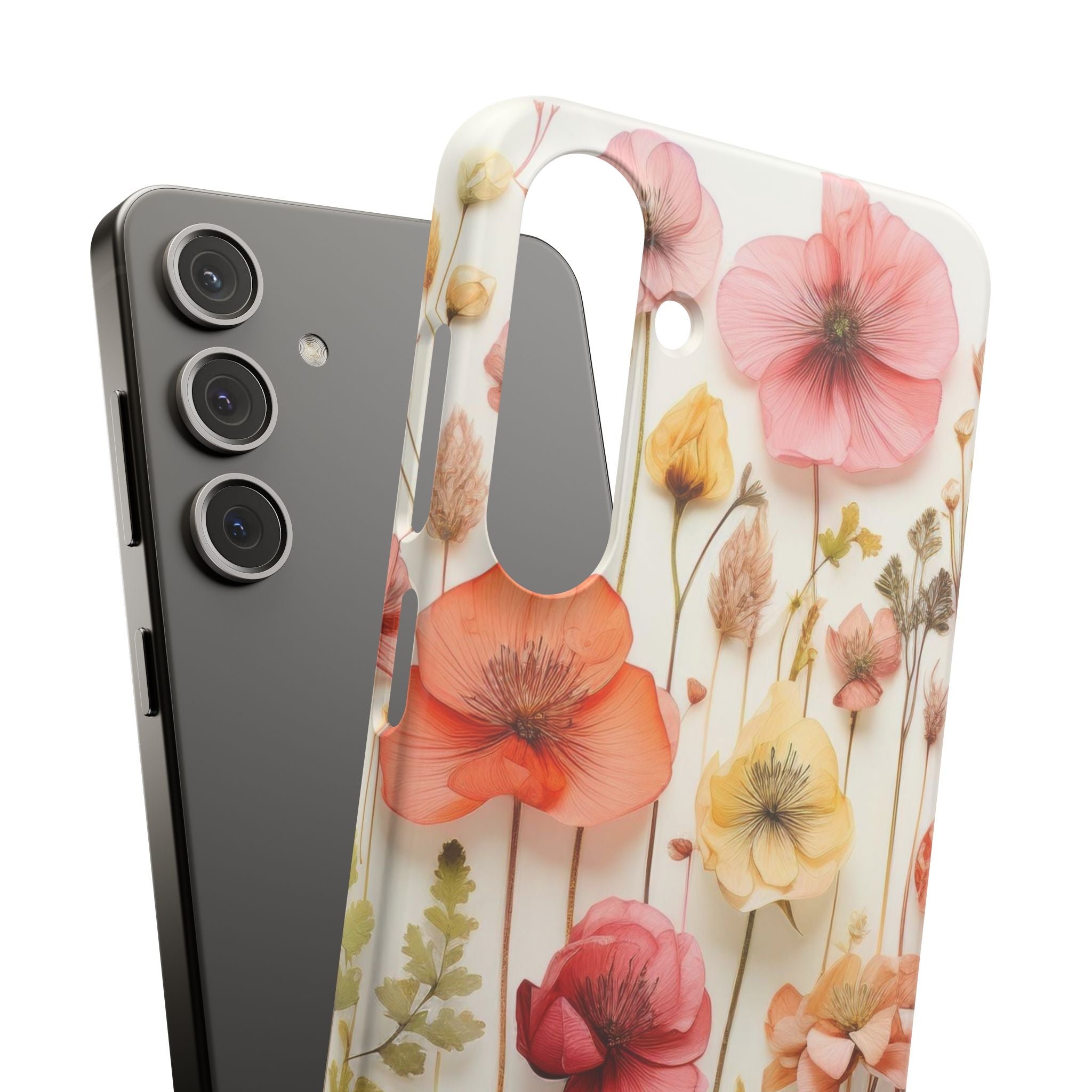 Pink Floral Pressed Flowers - Slim Case