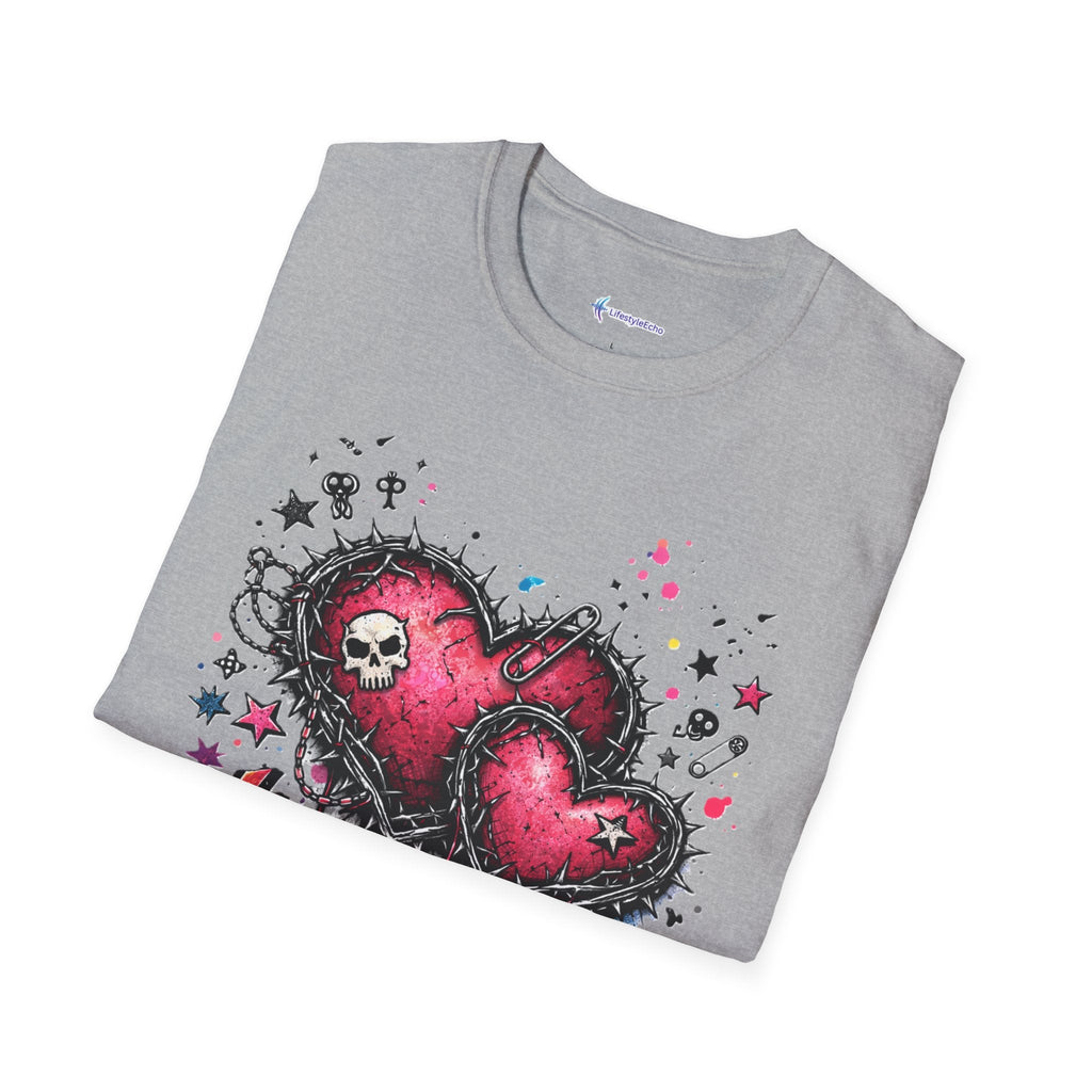 Punk Rock Valentines T-Shirt - Hearts & Skulls Graphic