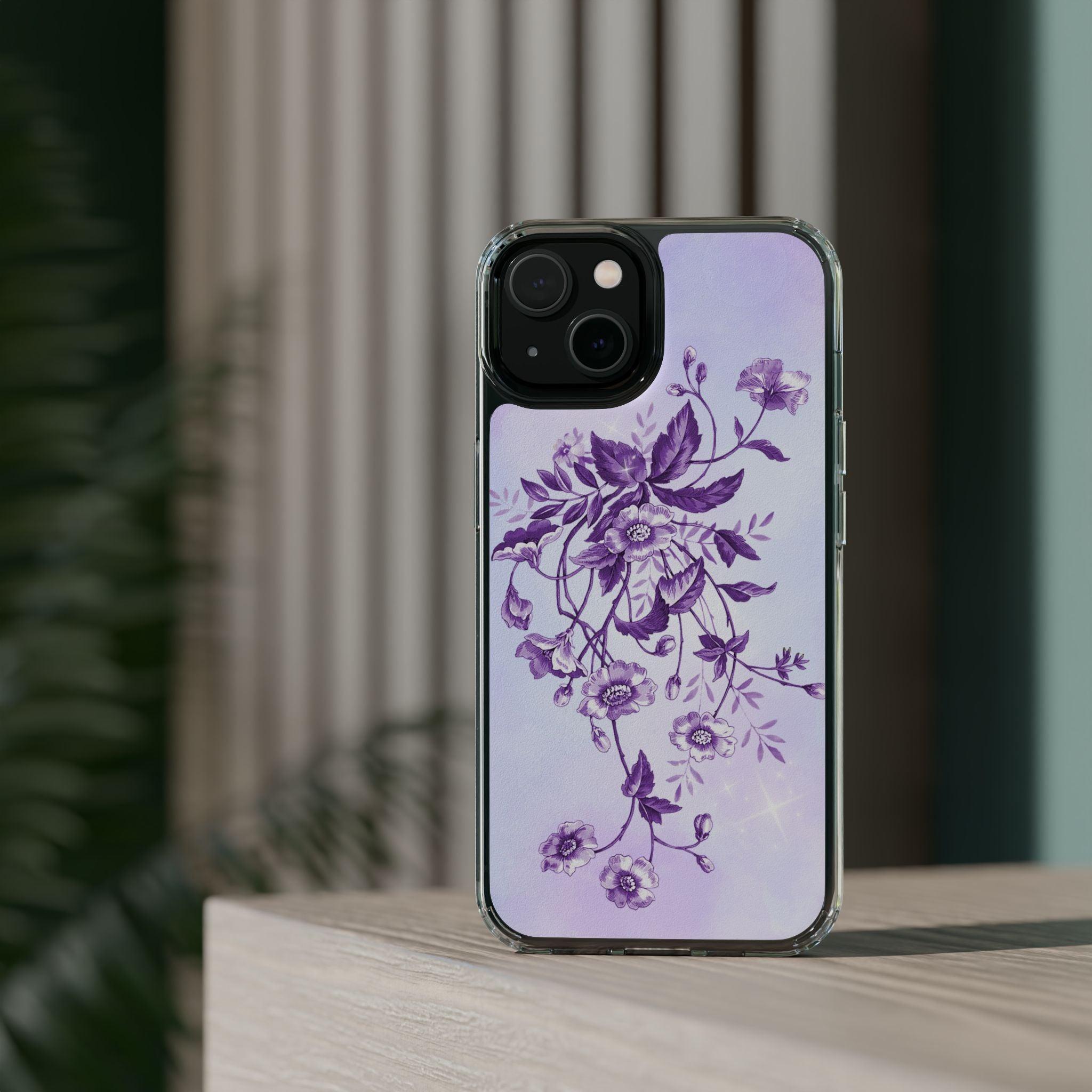 Floral design In Purple Clear Cases