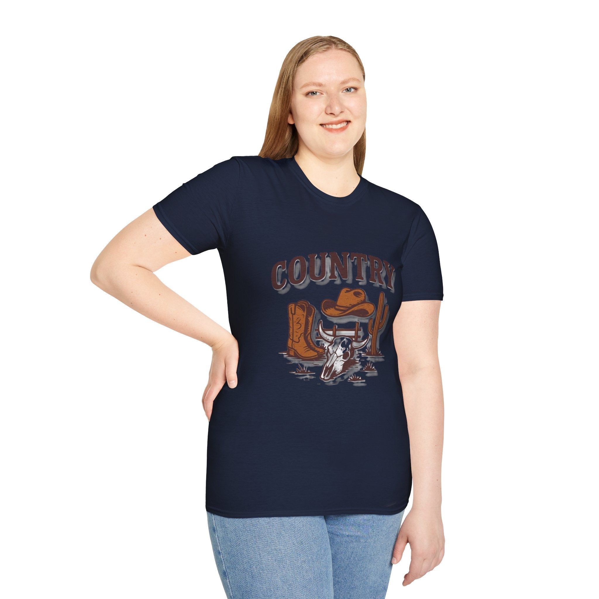 Country Western Skull Cowboy Boots T-Shirt | Cactus Ranch Rodeo