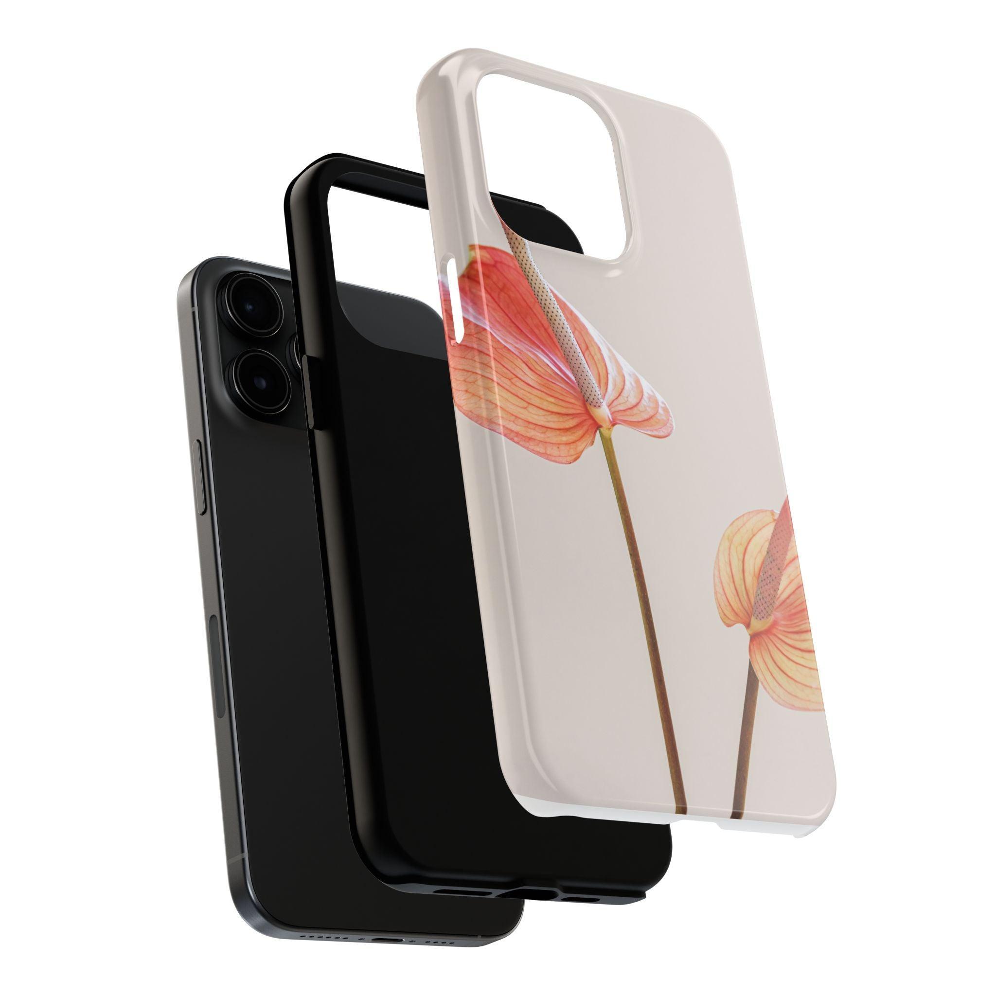 Orange Flower with Leaves Tough Phone Cases