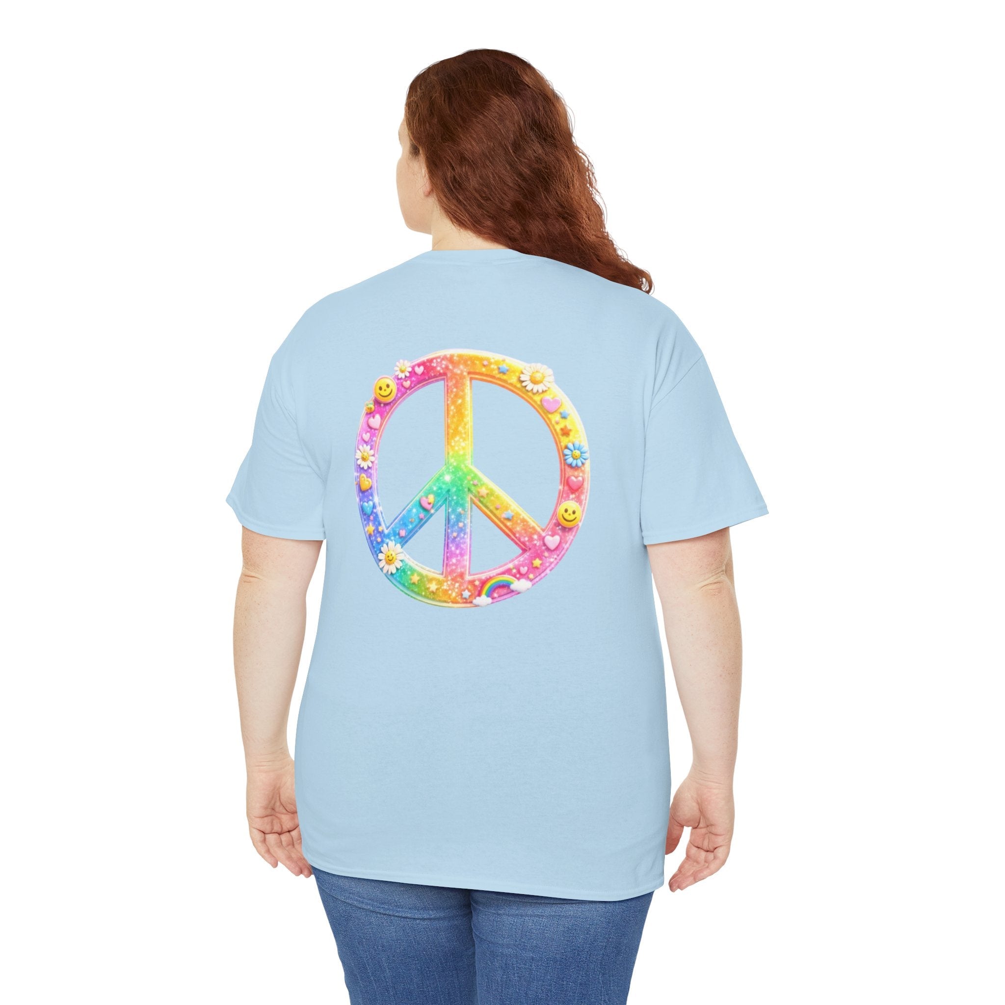 Peace Sign T-Shirt — Rainbow Smiley Hippie Tee