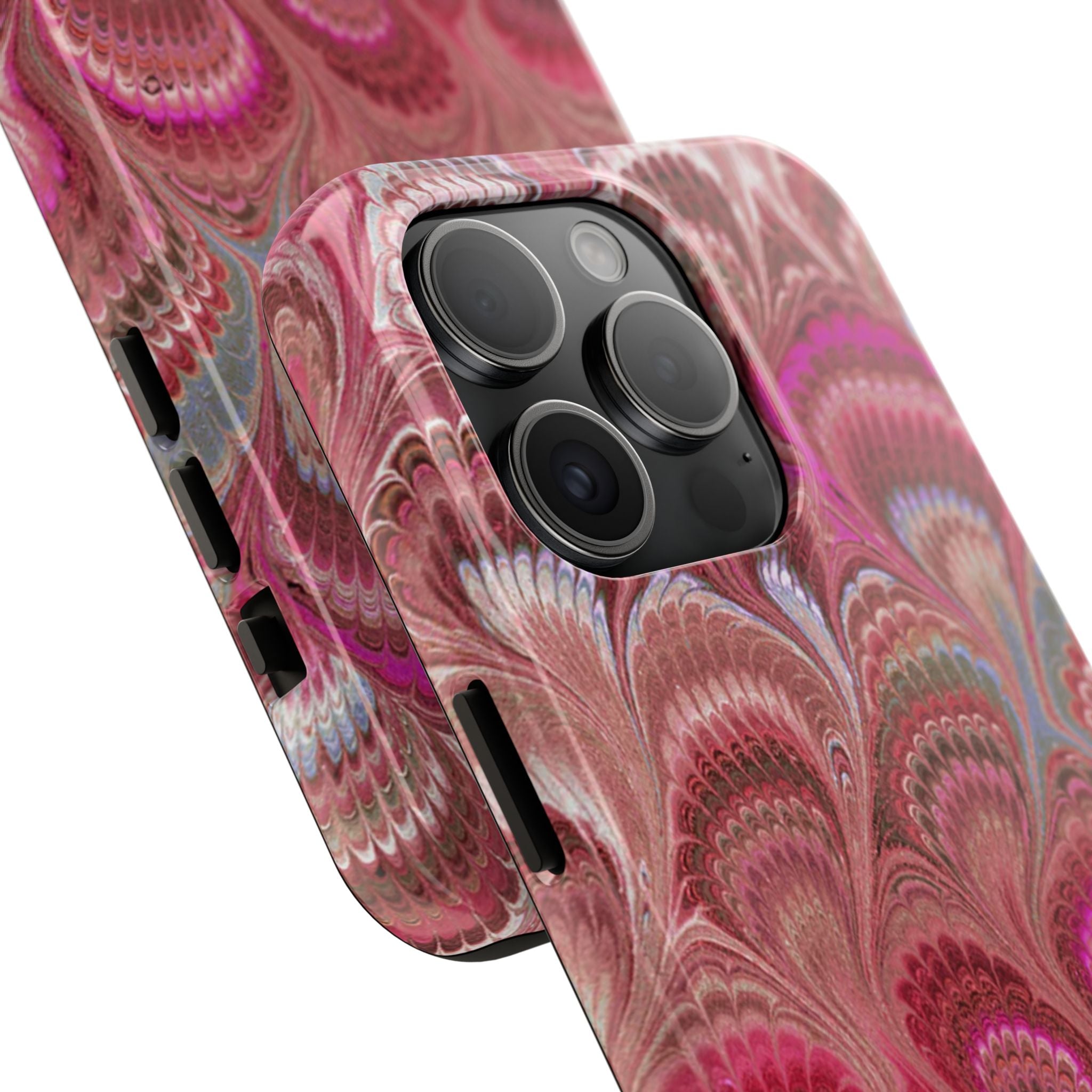 Pink Peacock Marble Italian Tough Phone Case — Durable Marbled Phone Case