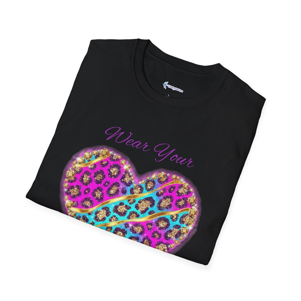 Heart Leopard Print T-Shirt - Wear Your Imagination - Colorful Animal Print Tee