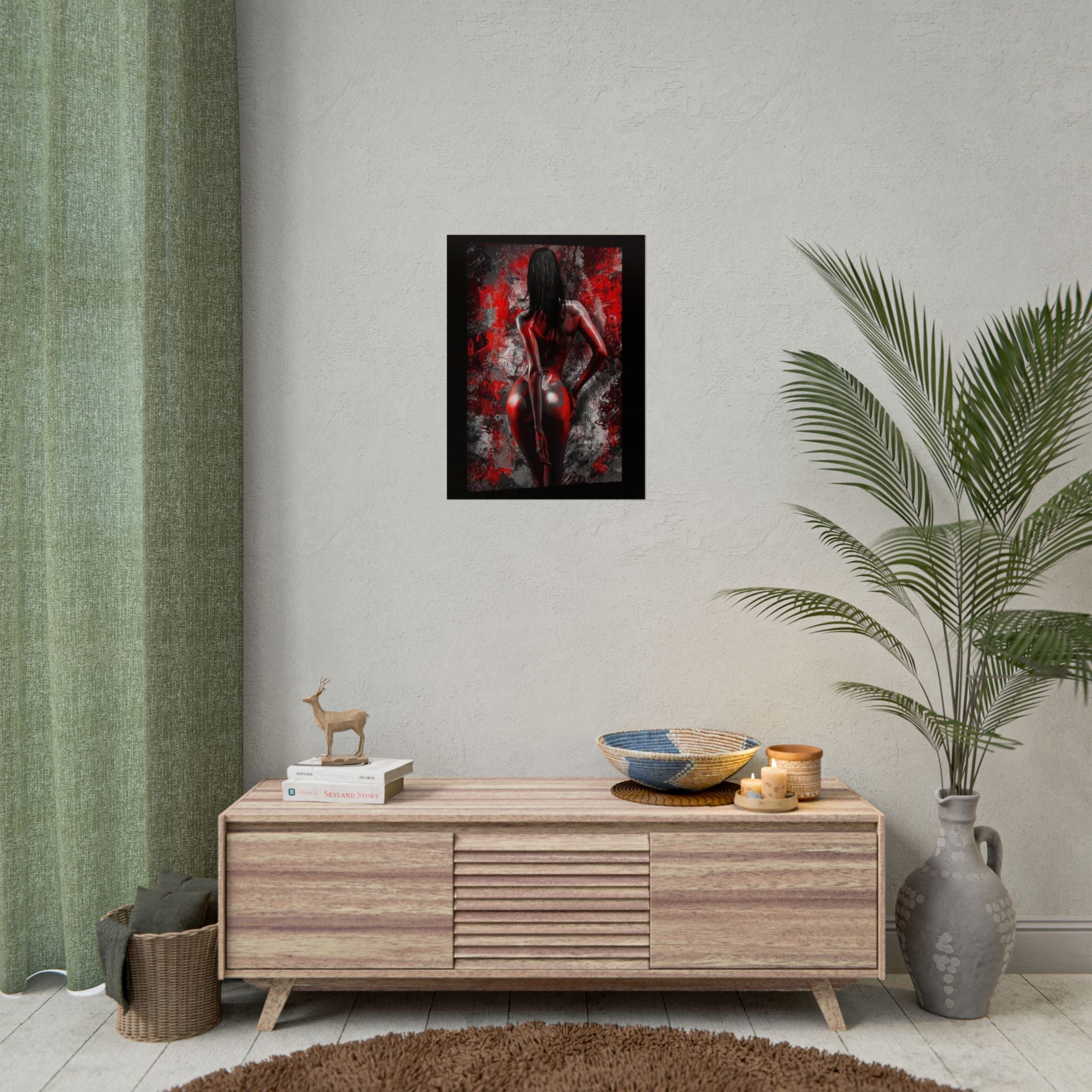 Rolled Poster — Red Noir Female Silhouette Art Print