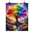 Rainbow Tree Matte Poster — Vibrant Vertical Wall Art for Bedroom, Living Room & Gift