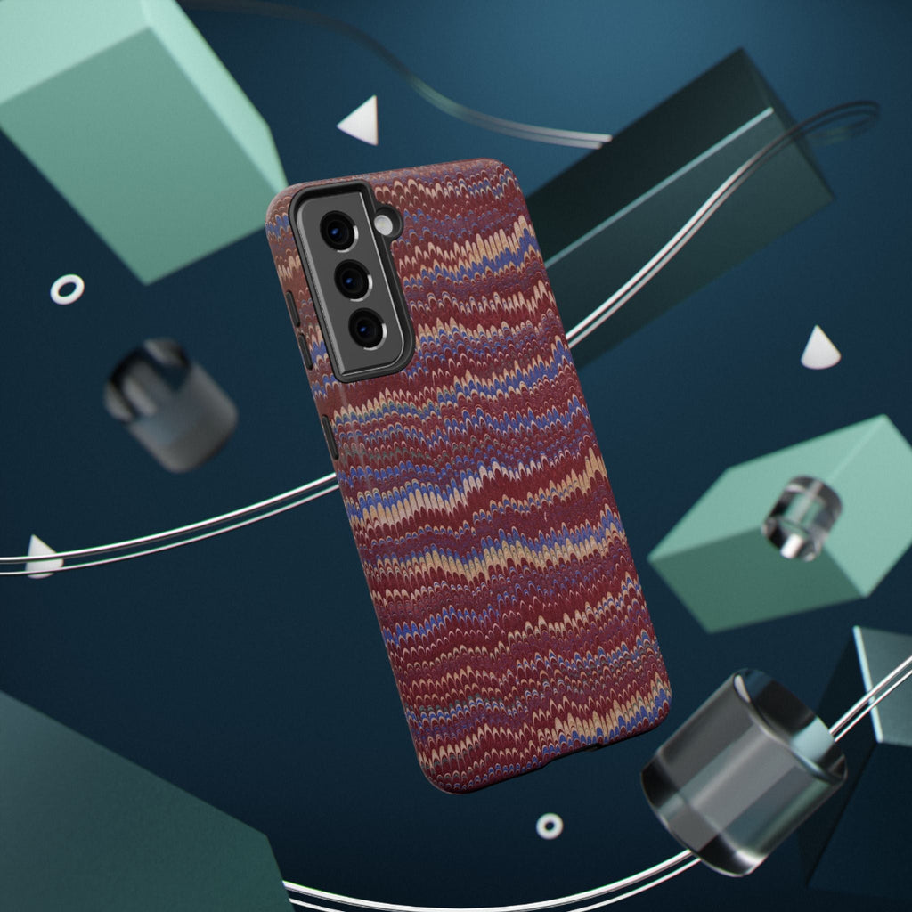 Burgundy and Blue Hues Italian Vintage Marble Design Phone Case for Apple + Samsung