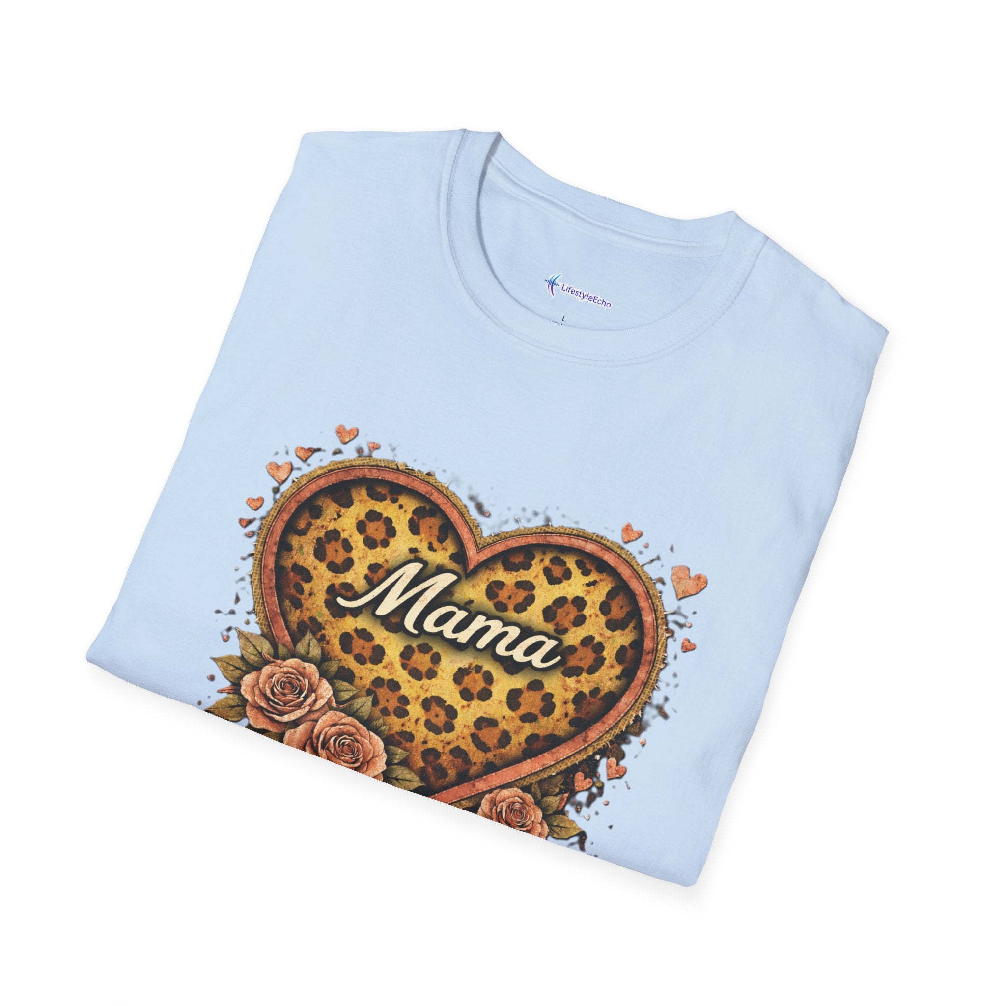 Mama Leopard Heart T-Shirt — Floral Vintage Mom Tee for Mother's Day