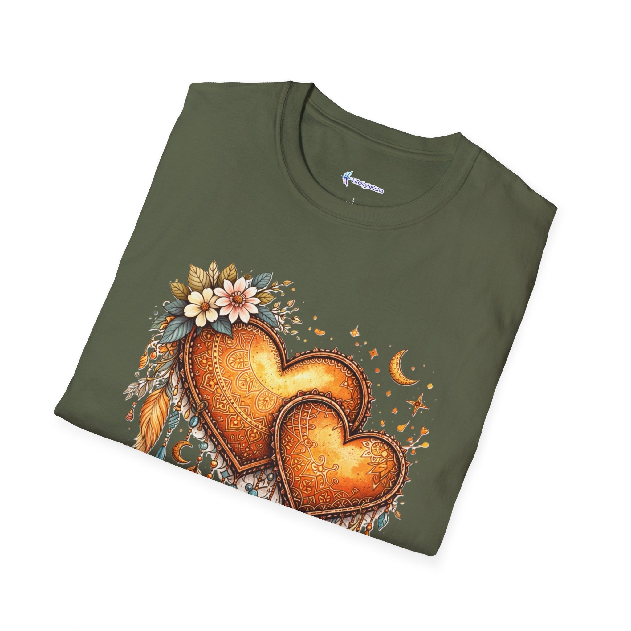 Boho Henna Heart T-Shirt - Native American Valentine Design