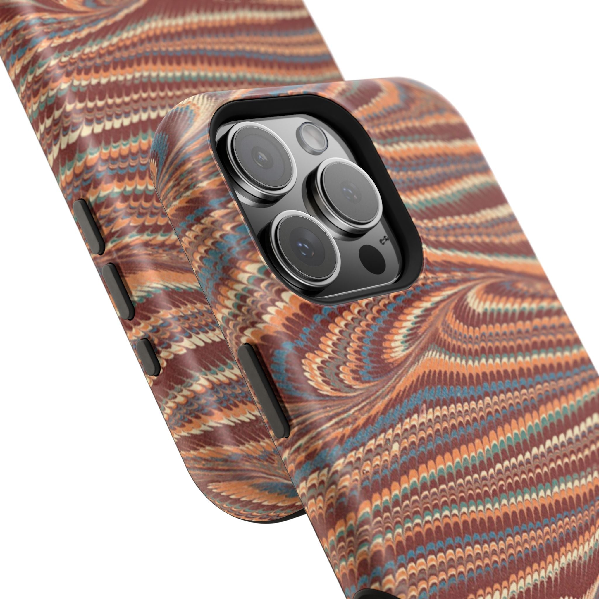 Neutrals Burgundy, Beige, Rust Hues Italian Vintage Marble Design Phone Case for Apple + Samsung