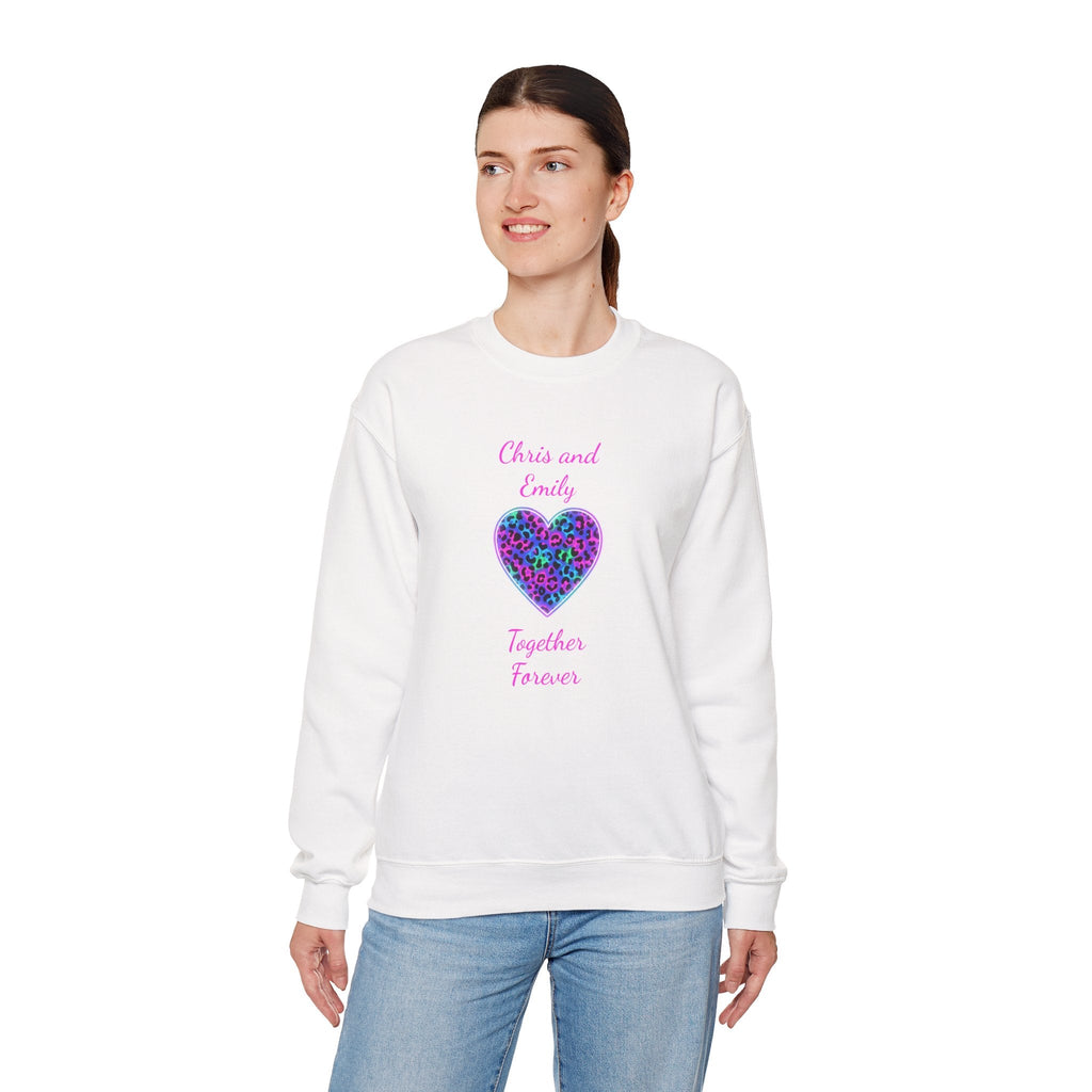 Personalized Heart Crewneck Sweatshirt - Customizable Couple Pullover