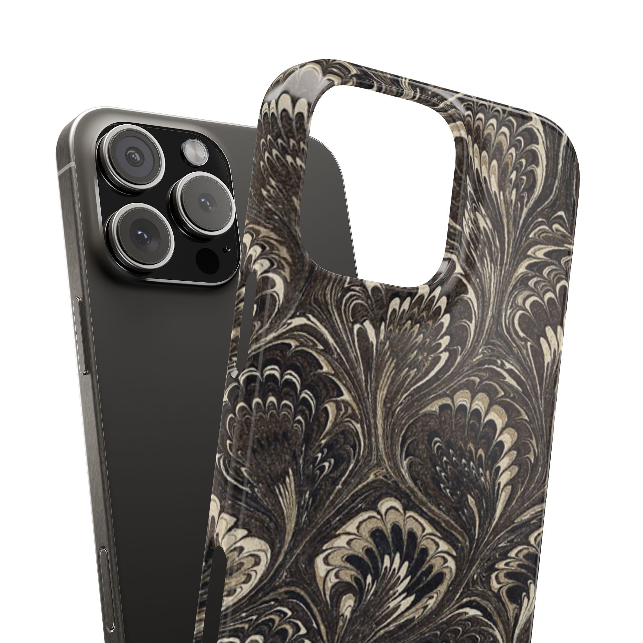 Black Italian Marble Design Slim iPhone 17 + all models Phone Cases