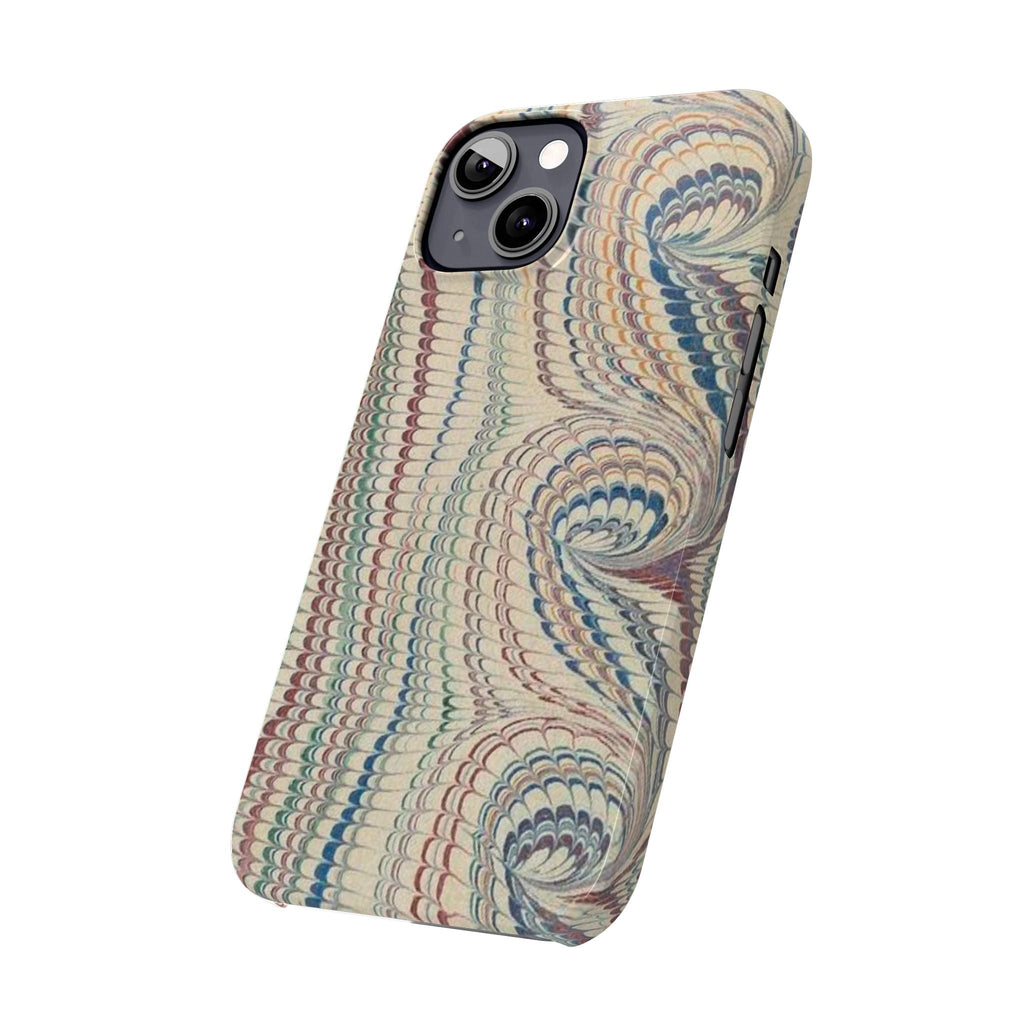 Italian Vintage Marbled Paper Design on iPhone Cases, Artistic Protection for Your Device in Elegant Beige, Blue, Burgundy